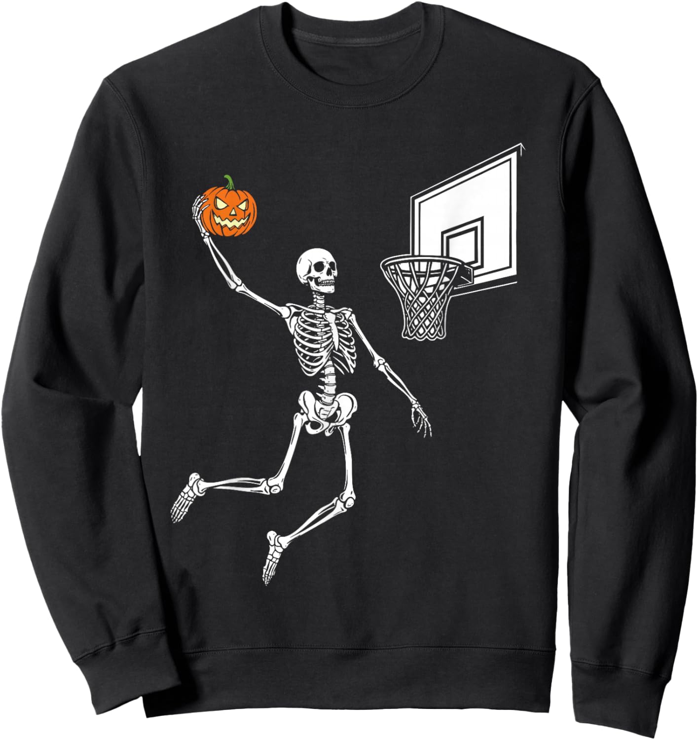 Skeleton Basketball Player - Spooky Halloween Pumpkin Sweatshirt - Sweatshirt | Black