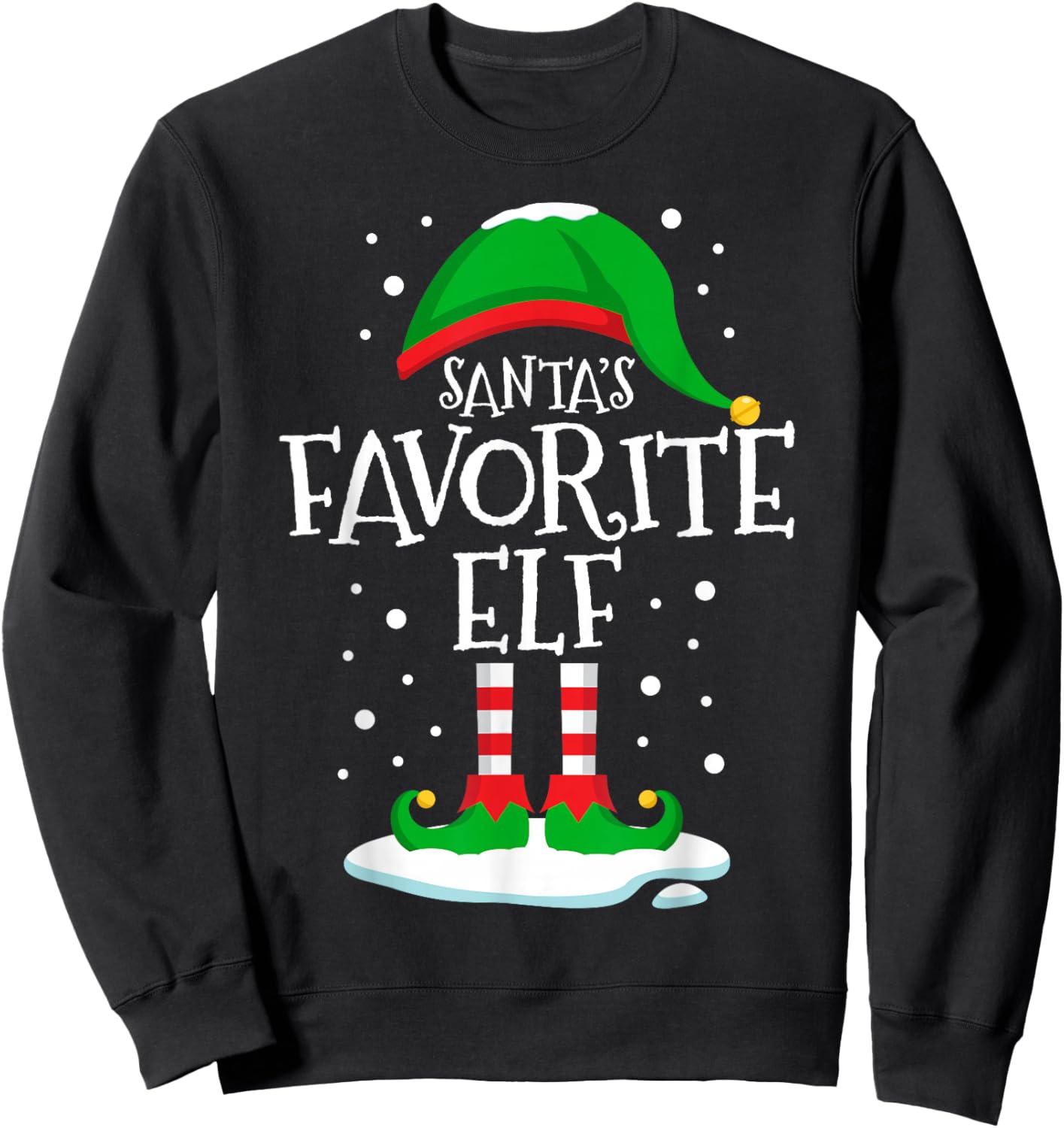 Santa's Favorite Elf Christmas Family Matching Xmas Funny Sweatshirt - Sweatshirt | Black