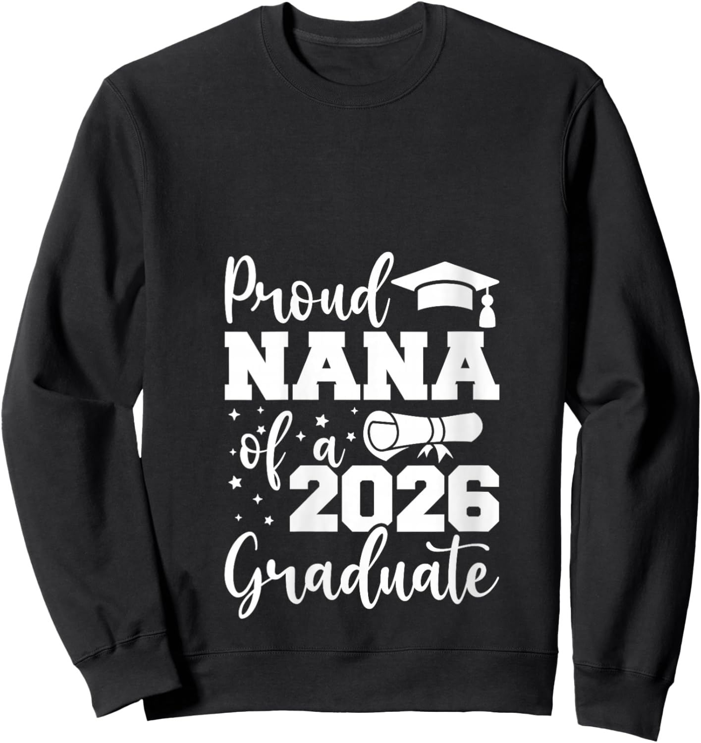 Women's Proud Nana of a Class of 2026 Graduate Senior Graduation V-Neck Sweatshirt - Sweatshirt | Black