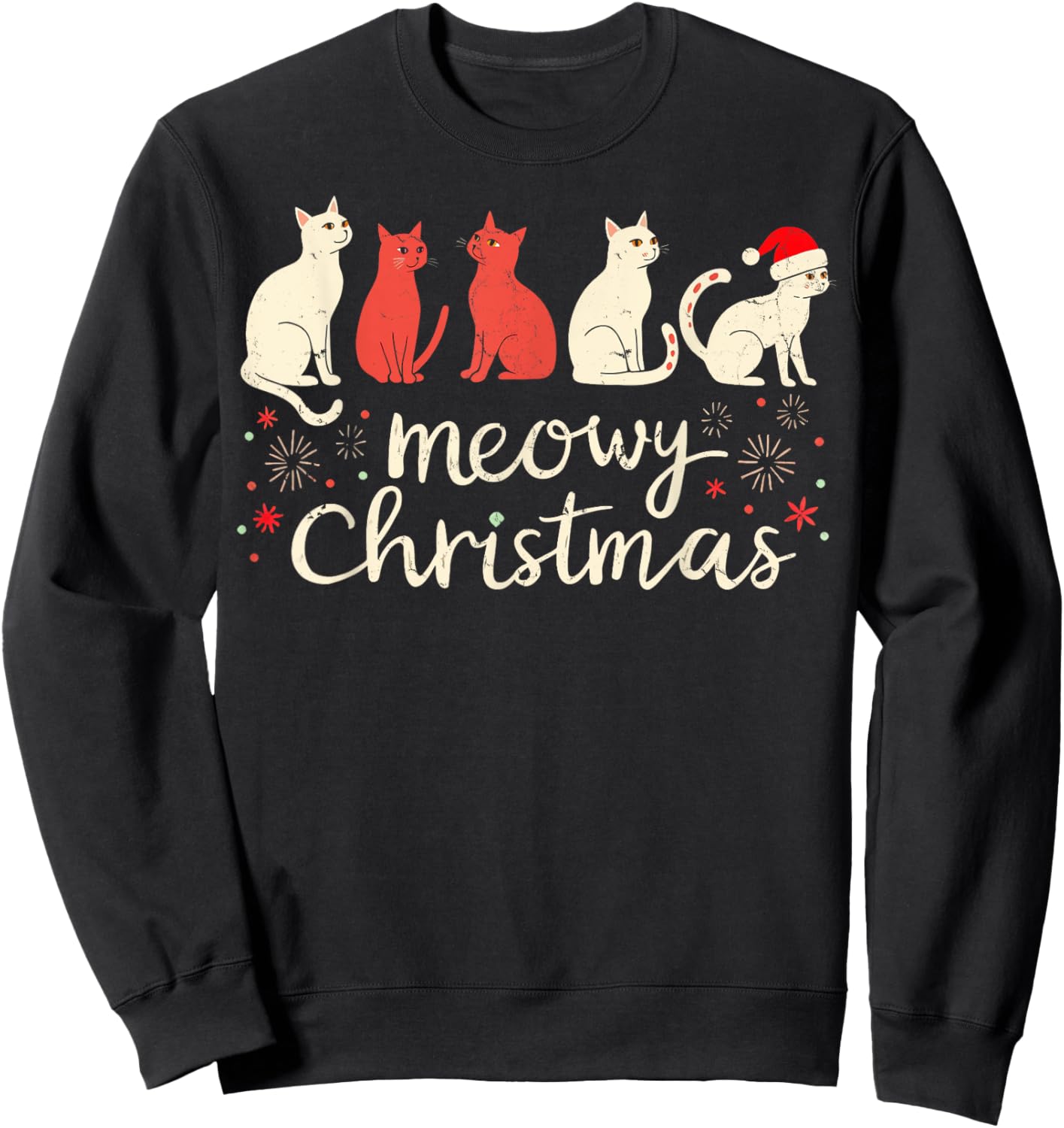 Meowy Christmas Cat Christmas Xmas Cat Christmas Cat Holiday Sweatshirt - Sweatshirt | Black