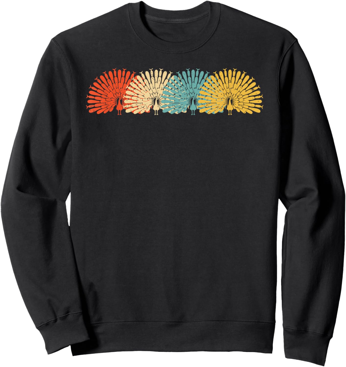 Funny Peacock Art Women Adult Feather Peacock Lover Sweatshirt - Sweatshirt | Black
