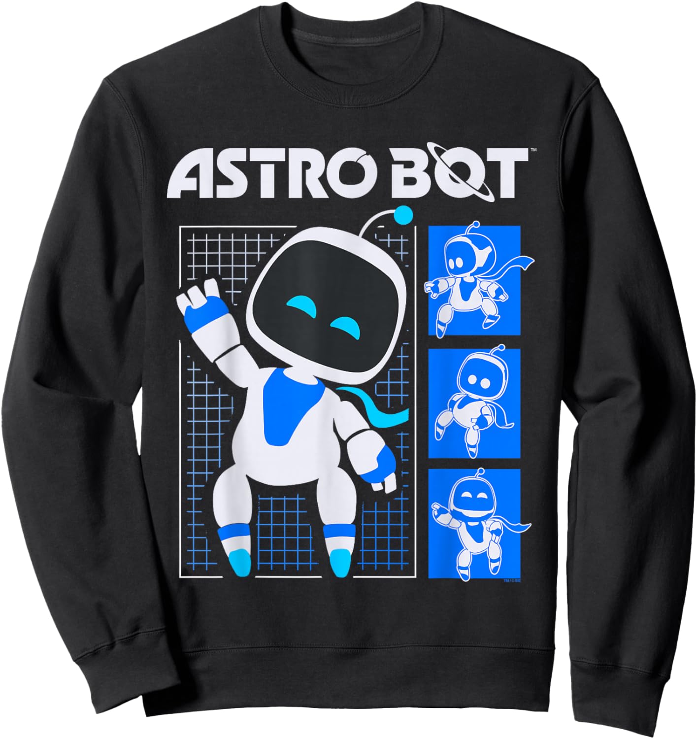 Astro Bot Pose Grid Collage with Logo Video Game Sweatshirt - Sweatshirt | Black