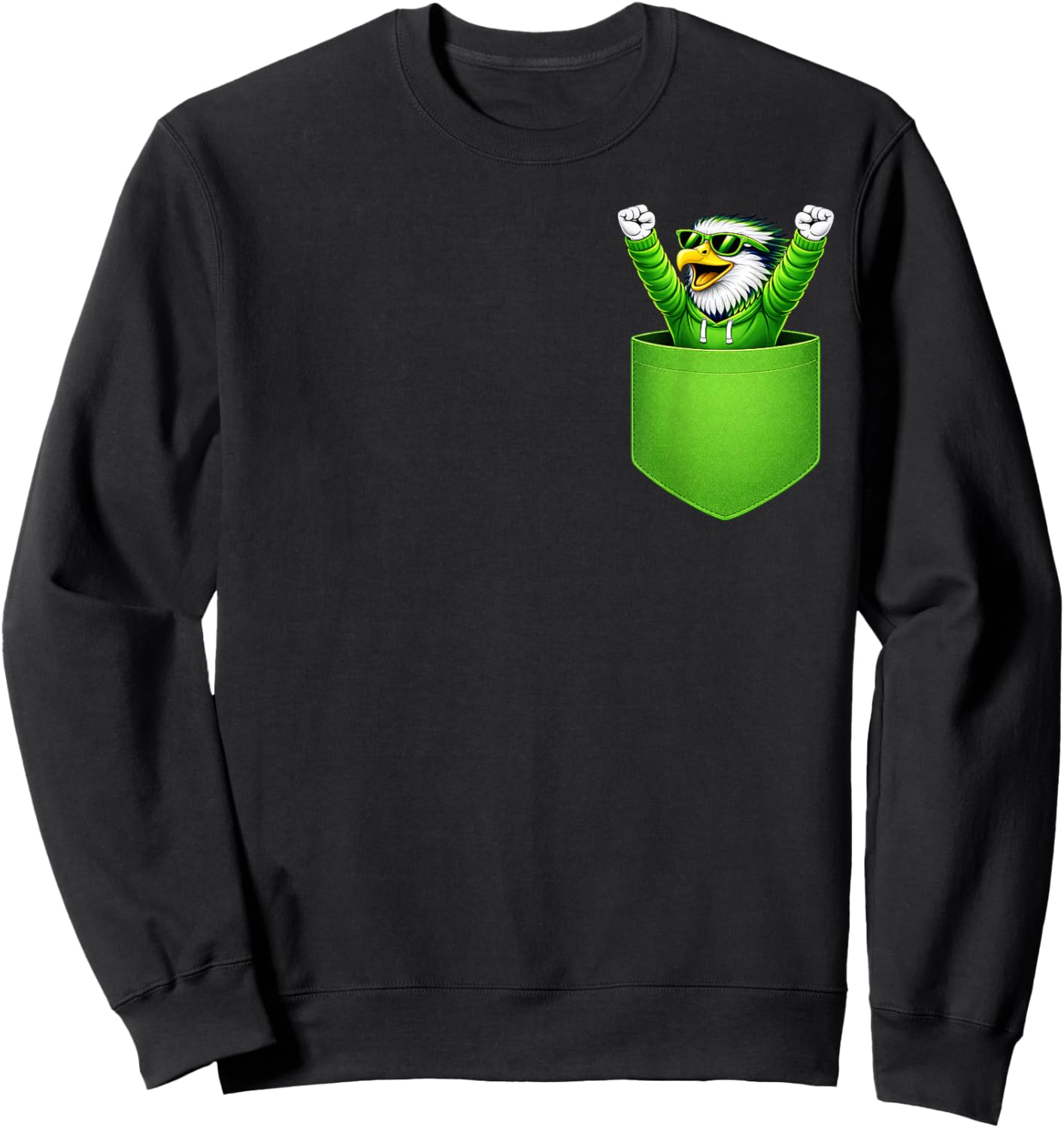 Cute Sea Hawk in Pocket Men Women Kids Sweatshirt - Sweatshirt | Black