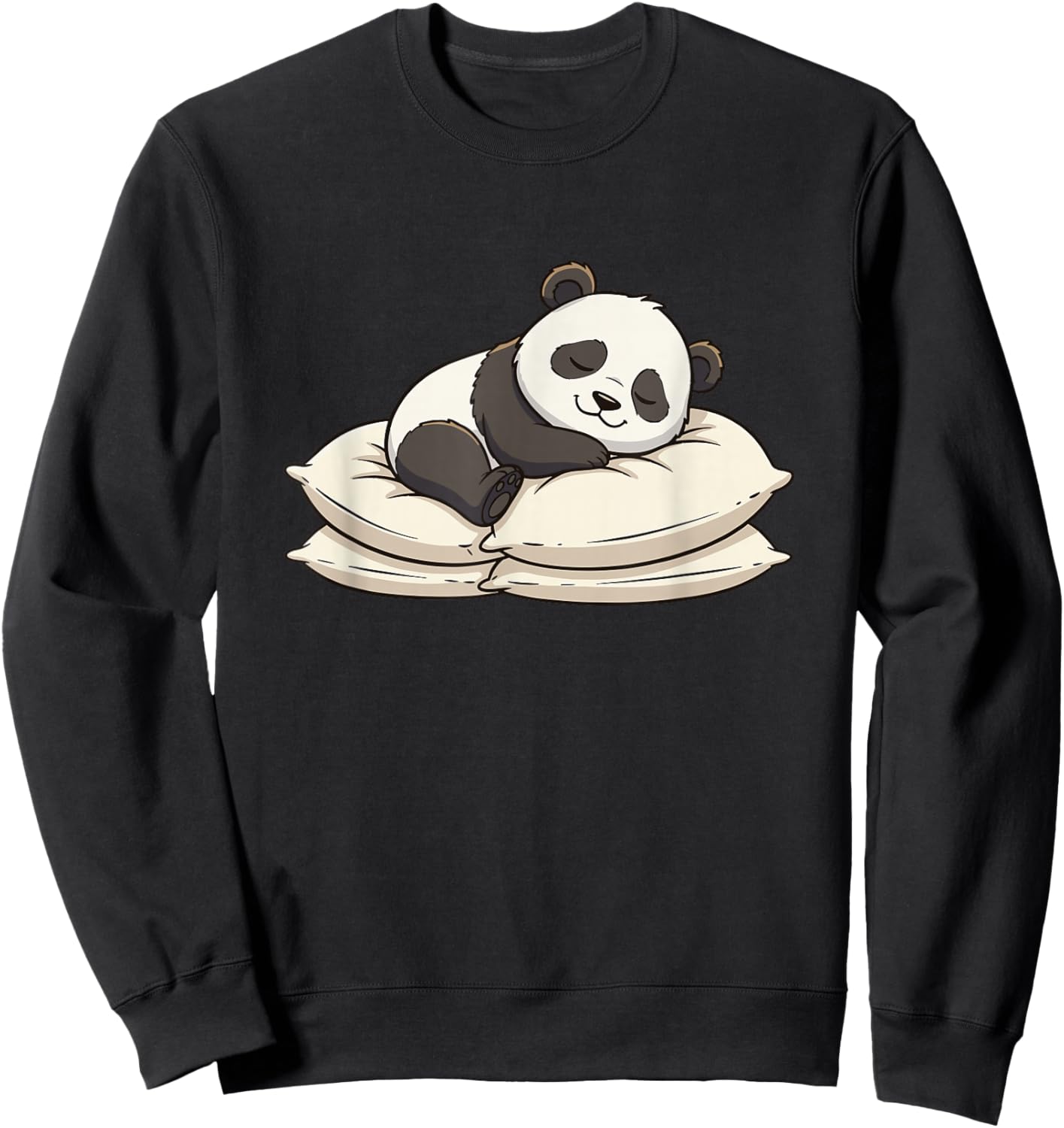 Cute Sleeping Panda On Pillows Relaxed Nap Mood Sweatshirt - Sweatshirt | Black