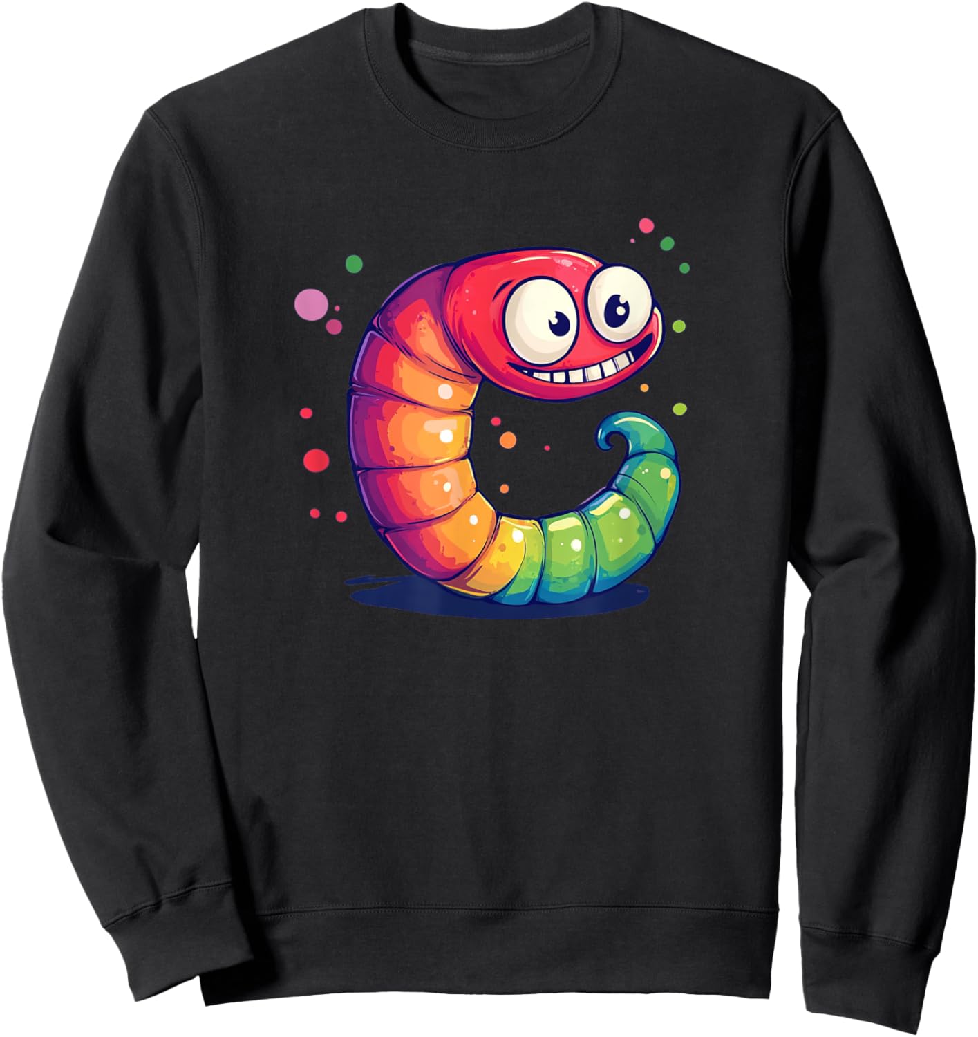 Colorful Worm with Funny Face Costume for Boys and Girls Sweatshirt - Sweatshirt | Black
