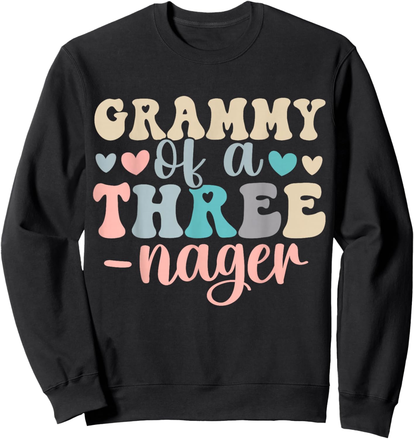 Grammy of A Threenager 3rd Birthday Matching Family Boho Sweatshirt - Sweatshirt | Black