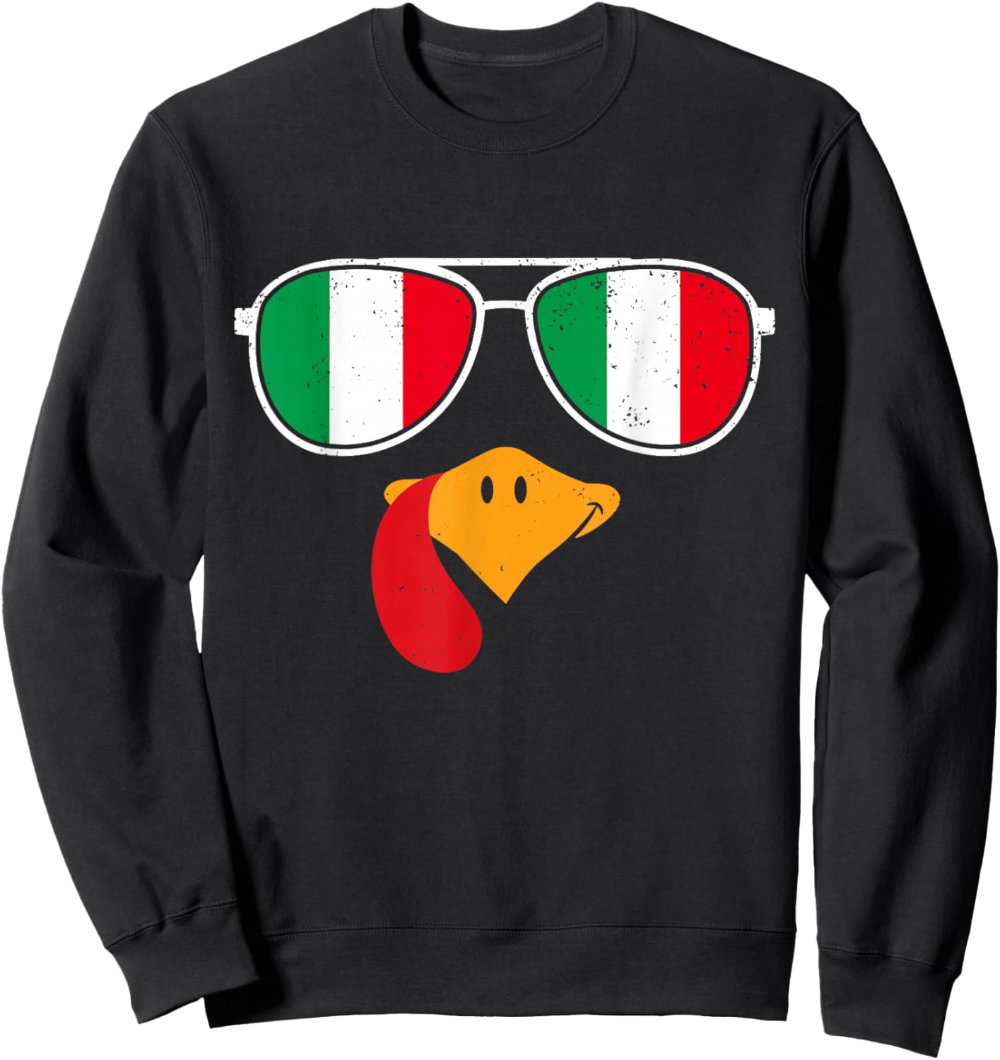 Italian Turkey Funny Thanksgiving Italian Flag Italian Kids Sweatshirt - Sweatshirt | Black