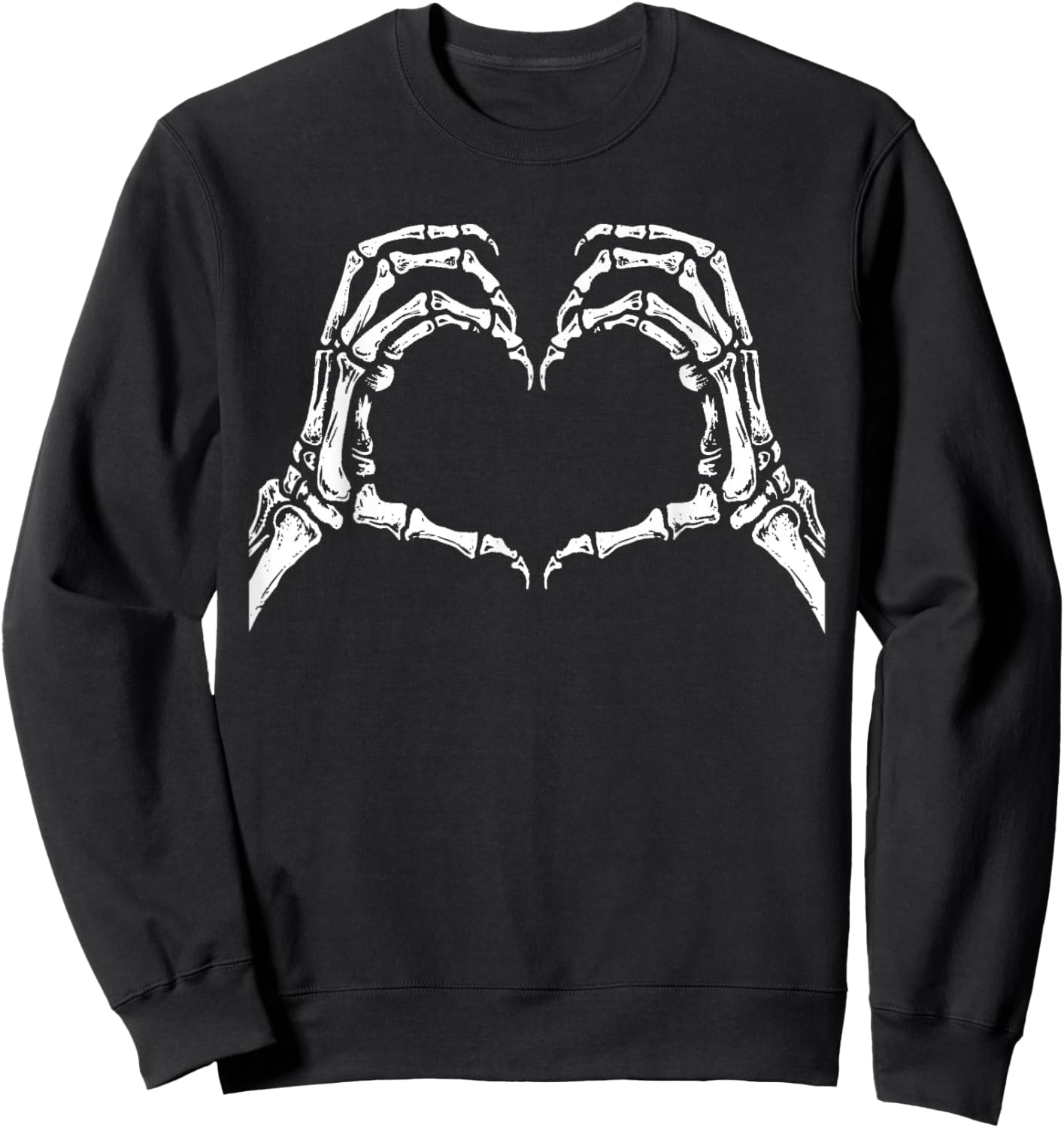 Skeleton Hands Heart Sign Retro Halloween Costume Women Girl Sweatshirt - Sweatshirt | Black
