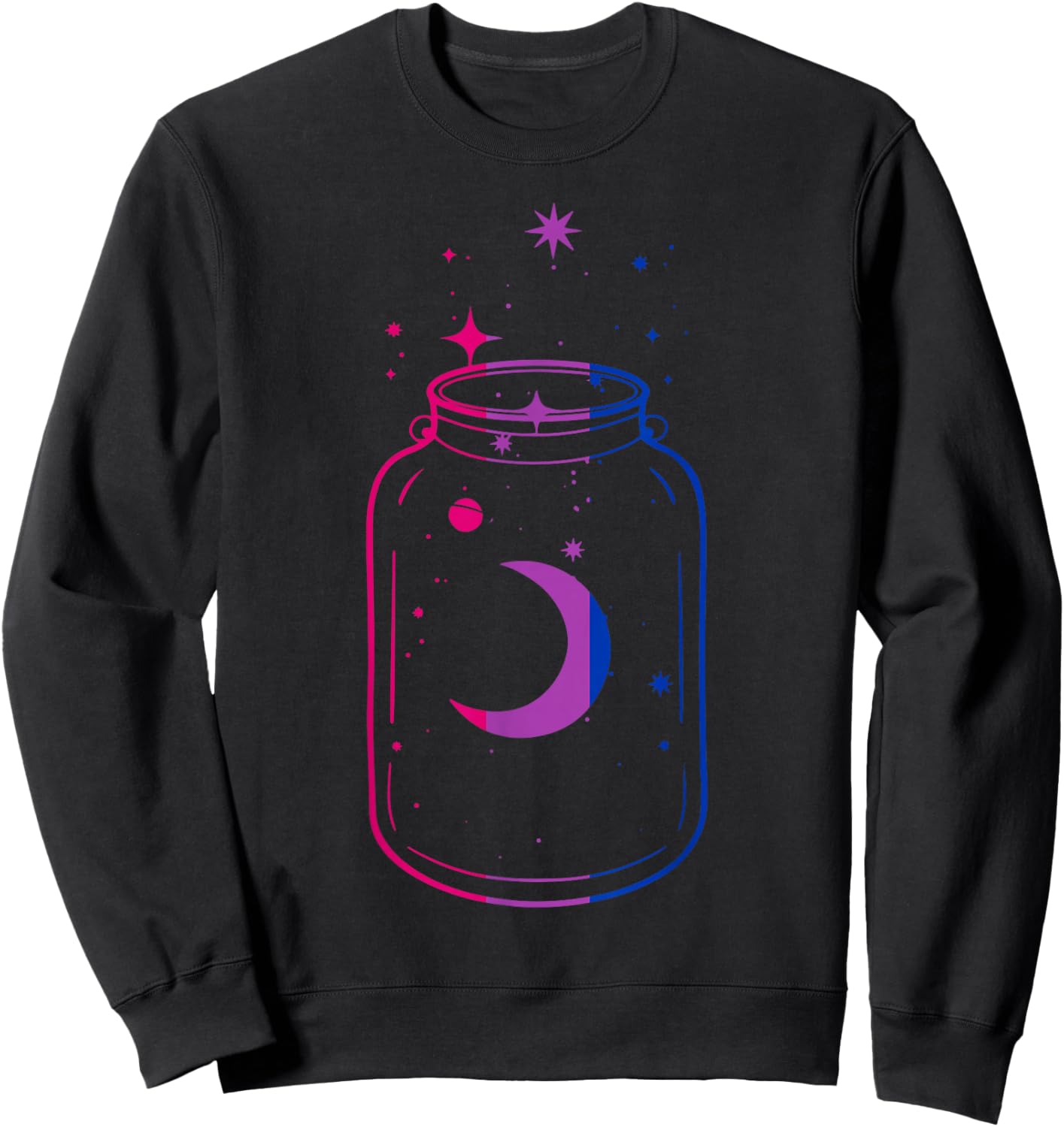 Bisexual Pride Moon in a Mystical Cosmic Jar Sweatshirt - Sweatshirt | Black