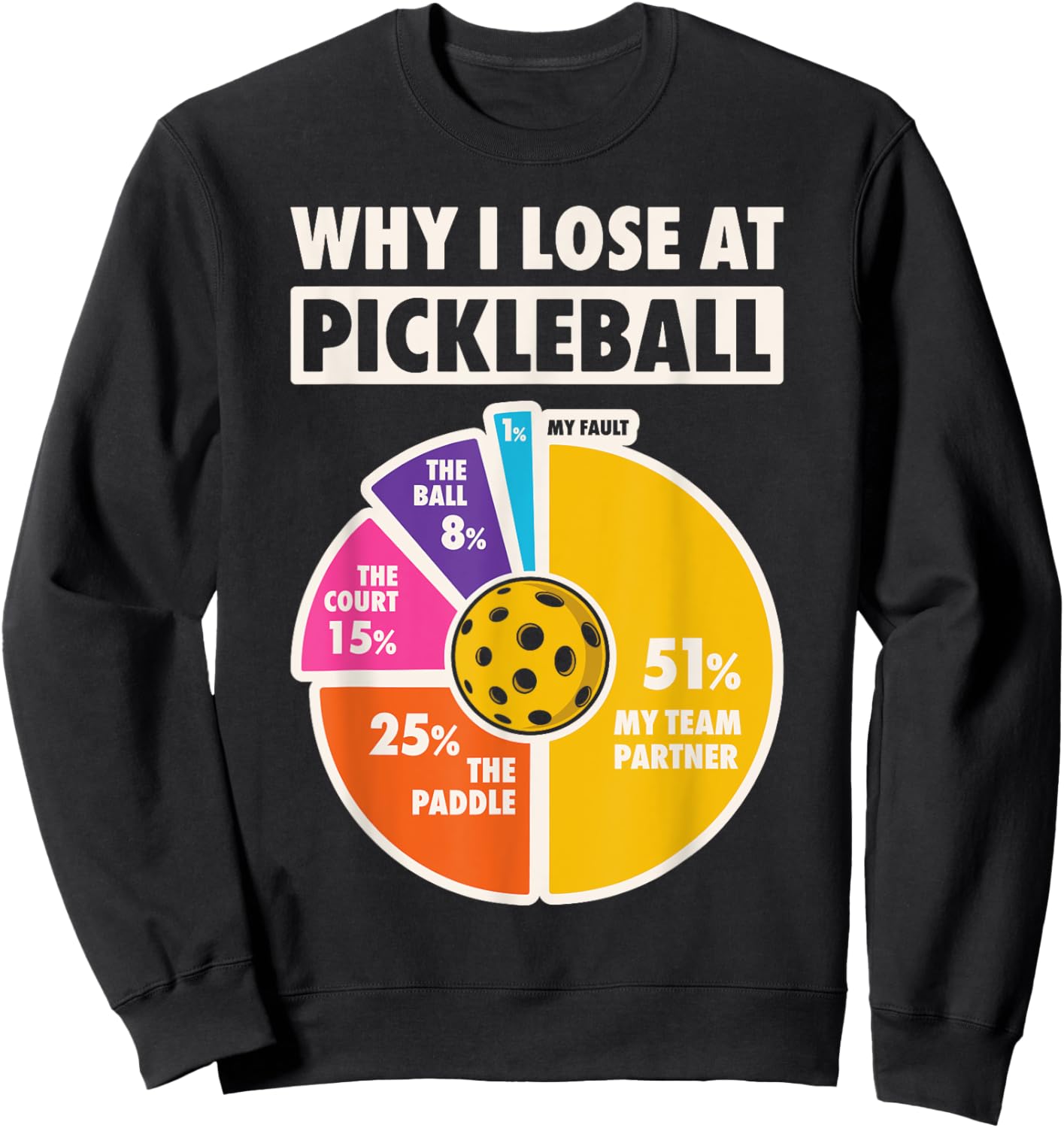 Why I Lose At Pickleball Funny Paddleball Players Men Humor Sweatshirt - Sweatshirt | Black