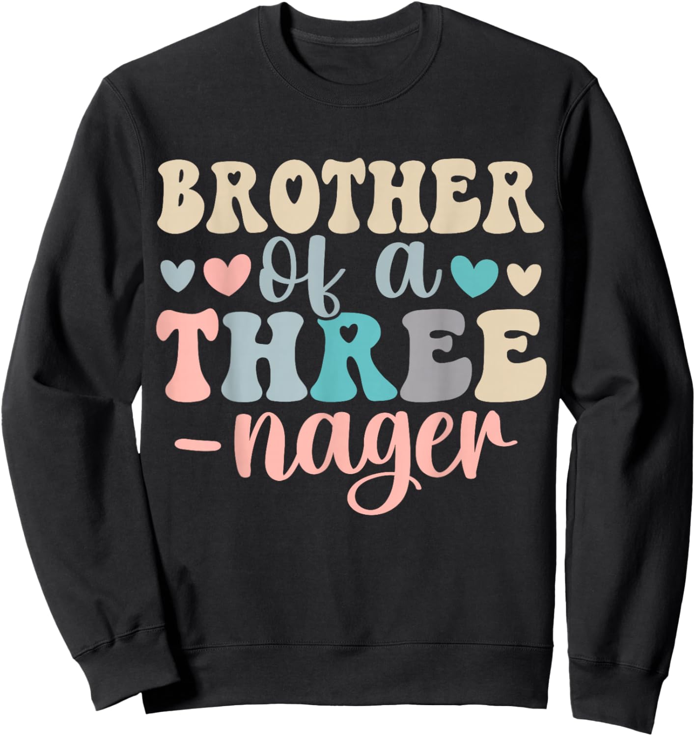 Brother of A Threenager 3rd Birthday Matching Family Boho Sweatshirt - Sweatshirt | Black