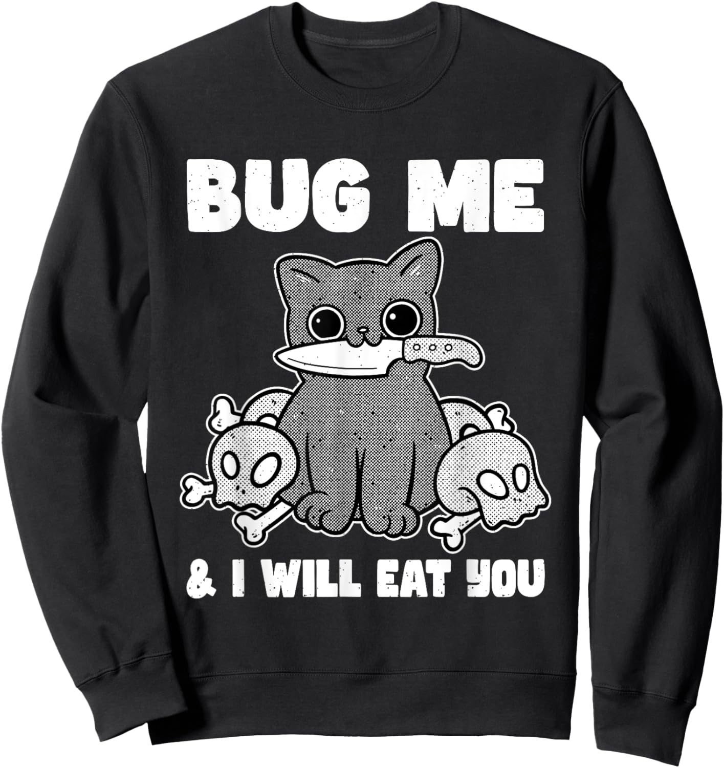 Funny Knife Cat Lover Sarcastic Pet Kitty Cat Men Women Sweatshirt - Sweatshirt | Black