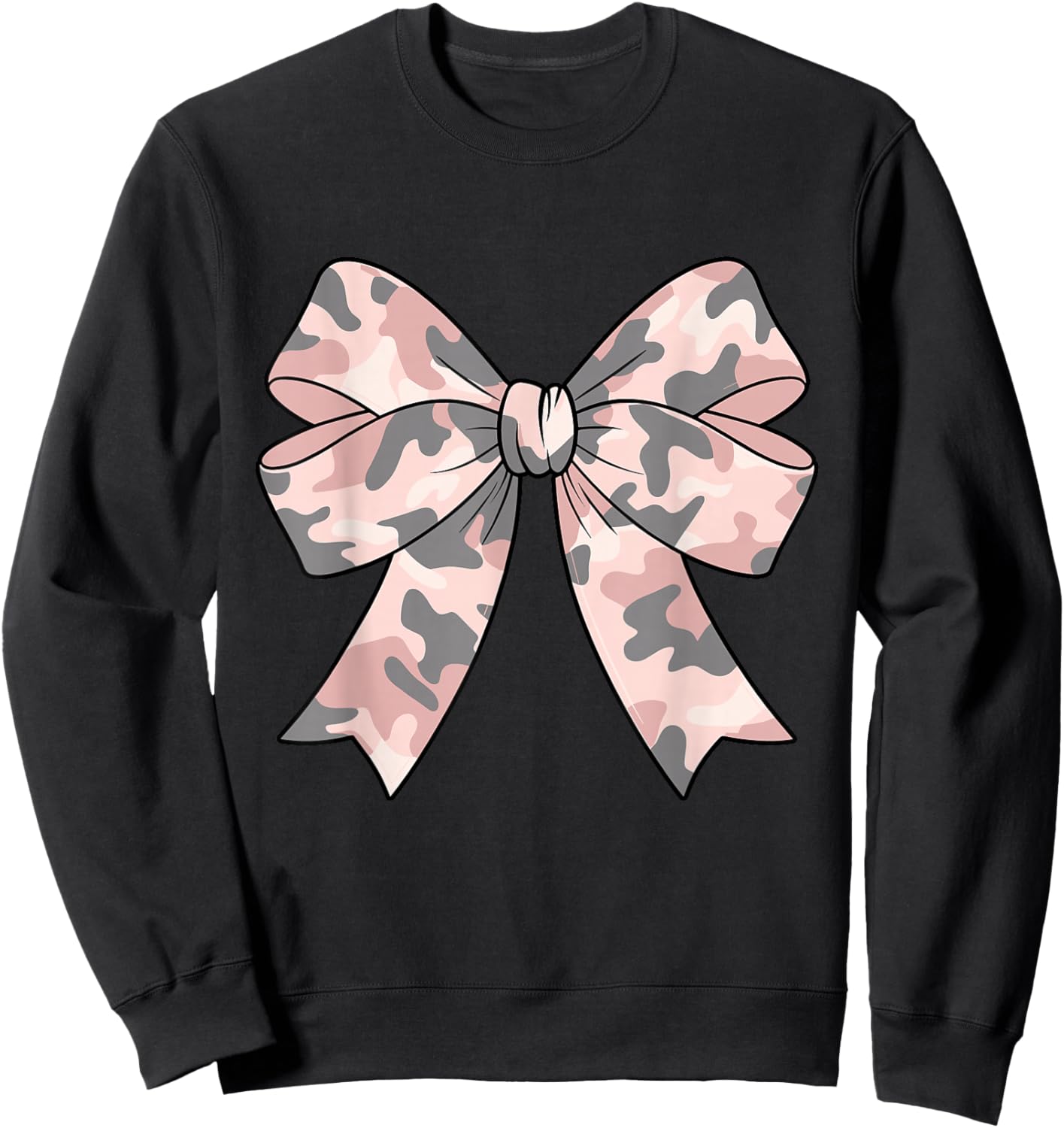 Camouflage Old Camo Bow Camo Coquette Bow Hunting Women Girl Sweatshirt - Sweatshirt | Black