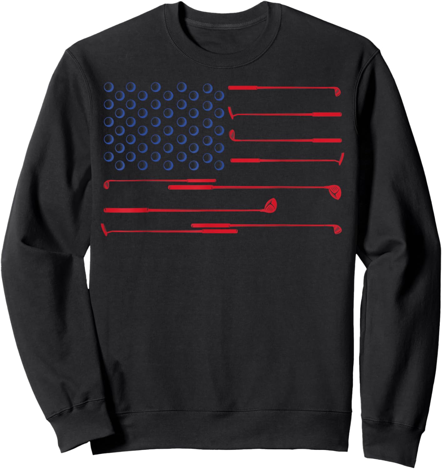 American Flag Golf Club Patriotic 4th of July Memorial Day Sweatshirt - Sweatshirt | Black