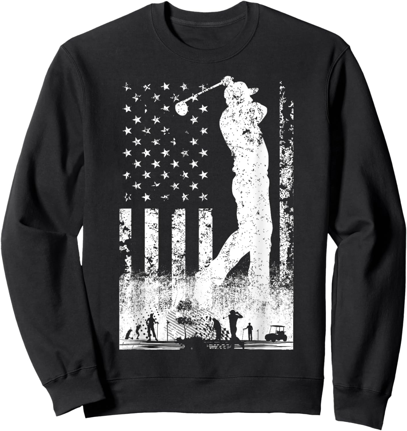 American Flag Golf Club USA 4th Of July Women Kids Sweatshirt - Sweatshirt | Black