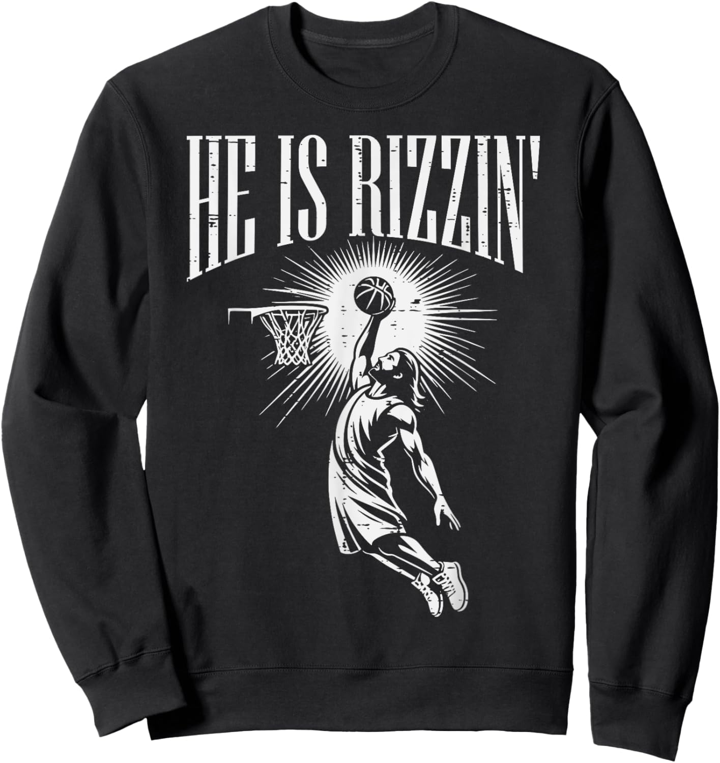 Easter He Is Rizzin Christian Religious Boys Kids Men Teen Sweatshirt - Sweatshirt | Black