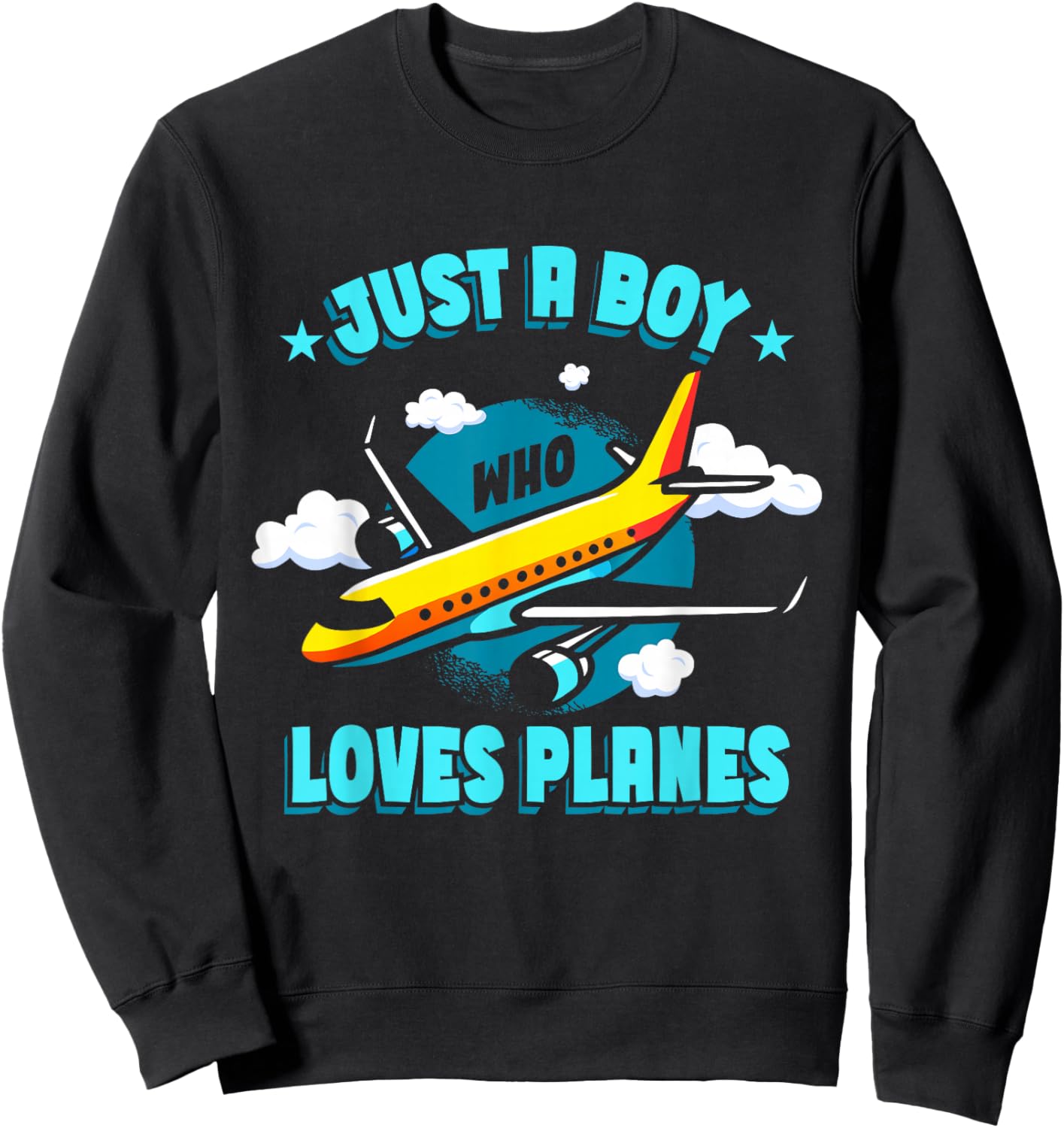 Plane Toddler Airplane Kids Just A Boy Who Loves Planes Sweatshirt - Sweatshirt | Black