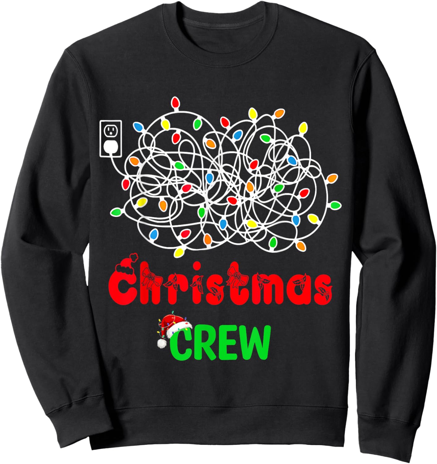 Christmas Crew Xmas Lights Pajama Happy Holiday Boy Girl Sweatshirt - Sweatshirt | Black