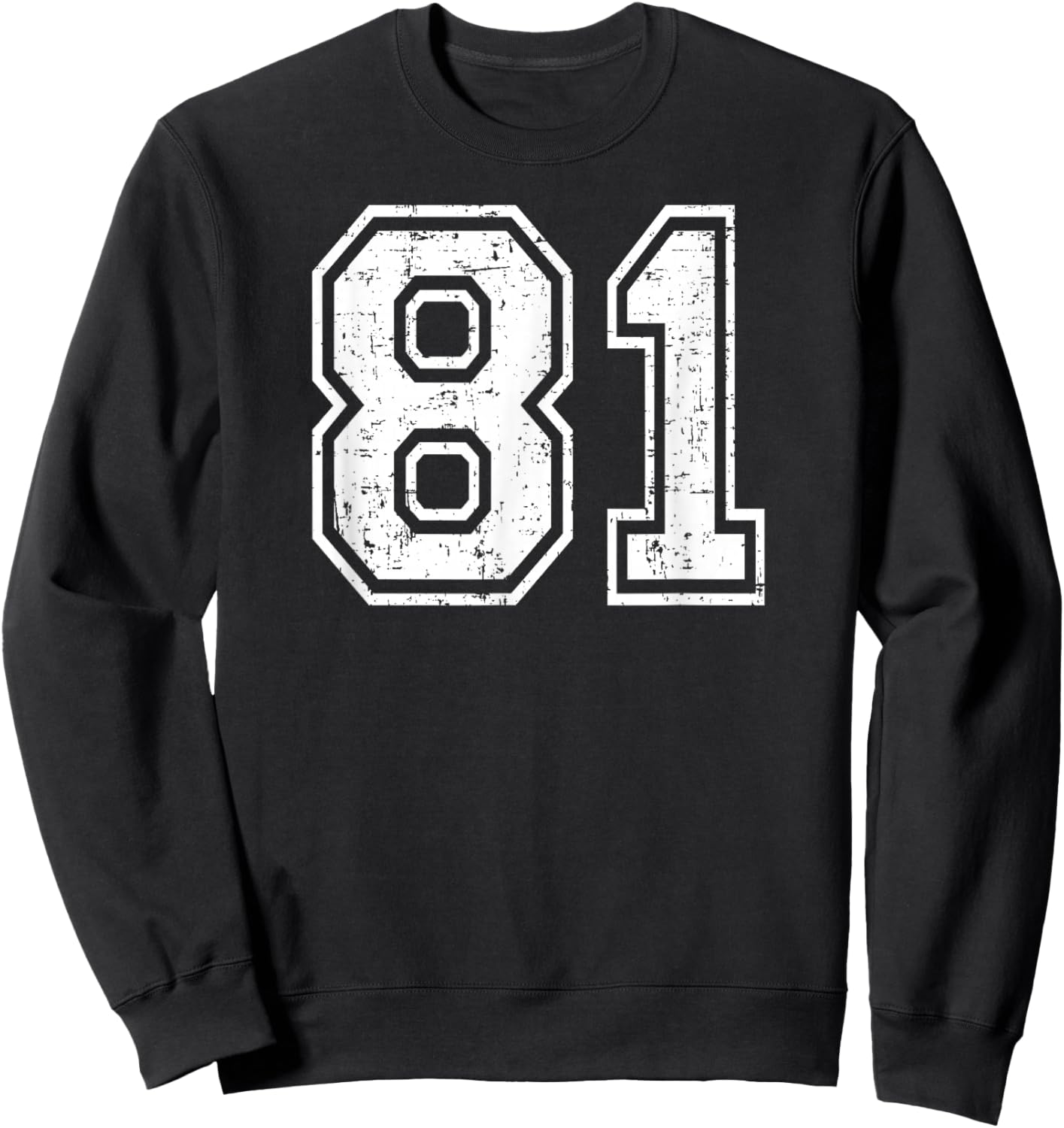 81 Number Eighty-One Team Sports Grunge Varsity Matching Sweatshirt - Sweatshirt | Black
