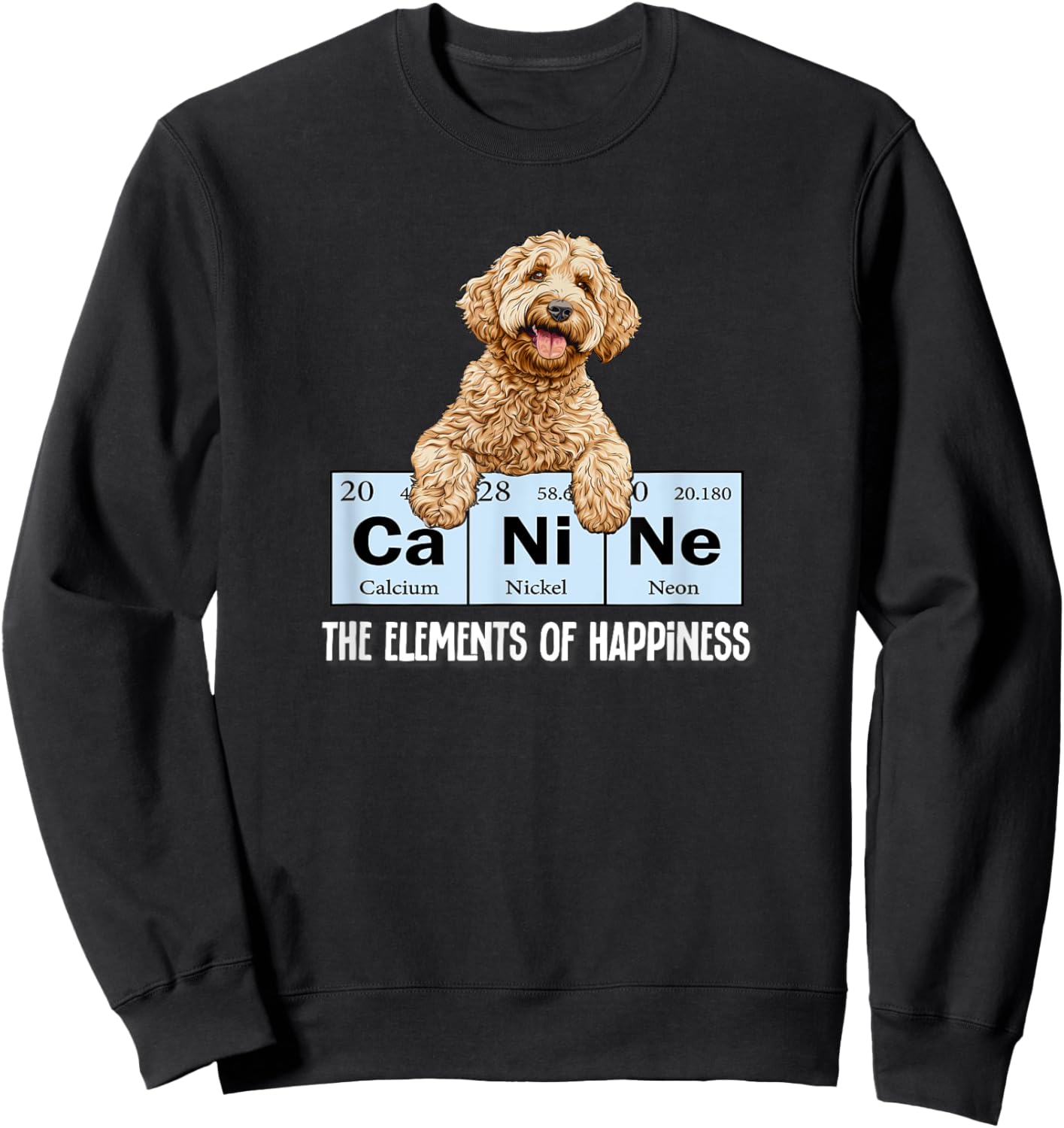 Funny Canine Elements of Happiness Goldendoodle Doodle Lover Sweatshirt - Sweatshirt | Black