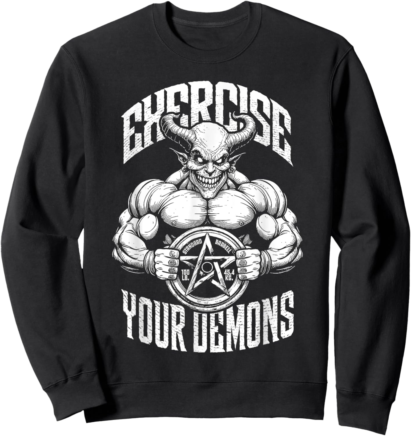 Exercise Your Demons Funny Gym Satanic Gothic Devil Workout Sweatshirt - Sweatshirt | Black