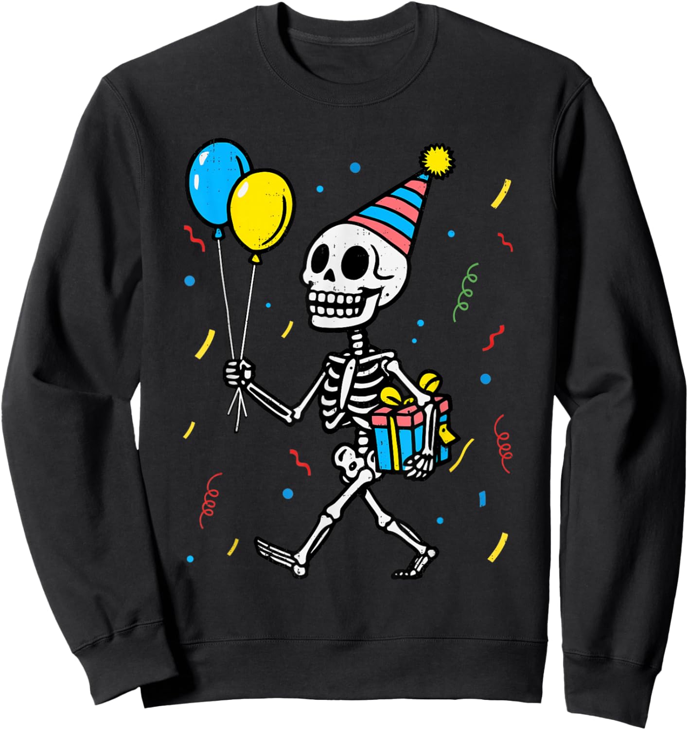 Skeleton Birthday Halloween Costume Boys Teens Girls Kids Sweatshirt - Sweatshirt | Black
