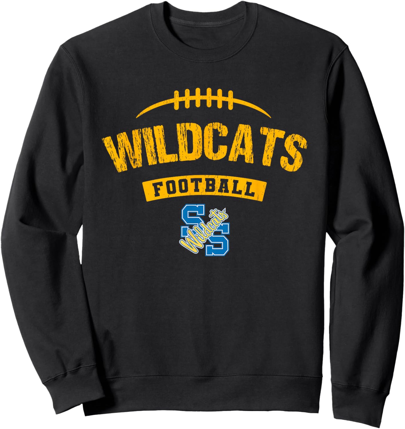 Sulphur Springs Wildcats Logo Football Distressed HS Sweatshirt - Sweatshirt | Black