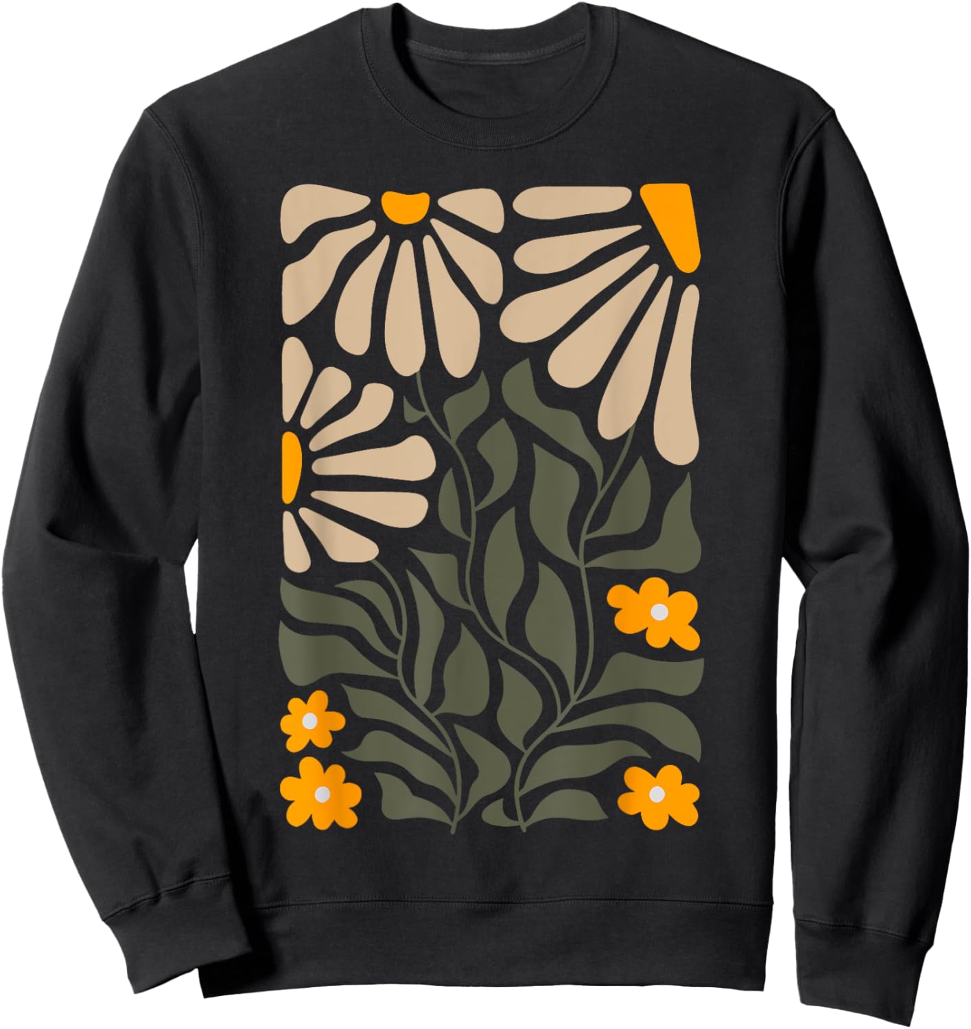 Vintage Matisse Style Wild Flowers Sweatshirt - Sweatshirt | Black