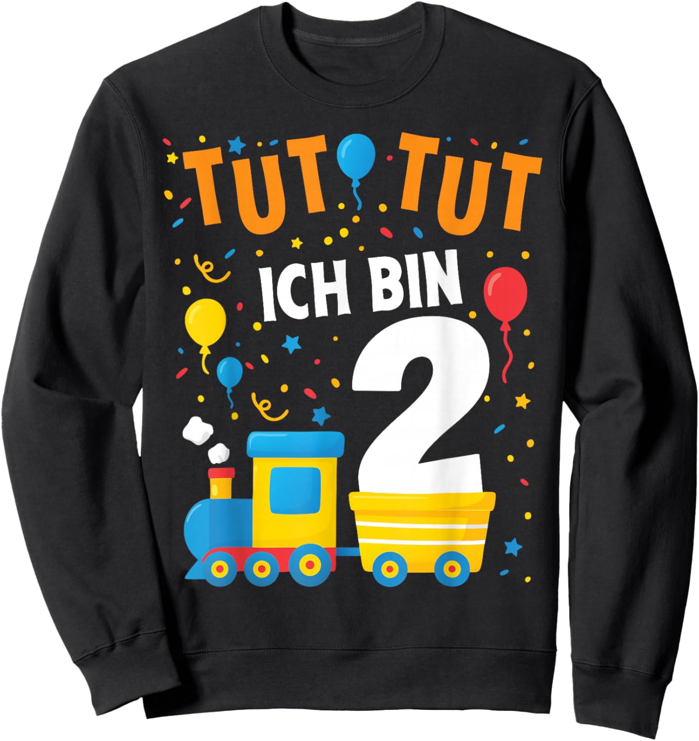 2nd Birthday Train Railway Locomotive Boy 2nd Birthday Sweatshirt - Sweatshirt | Black