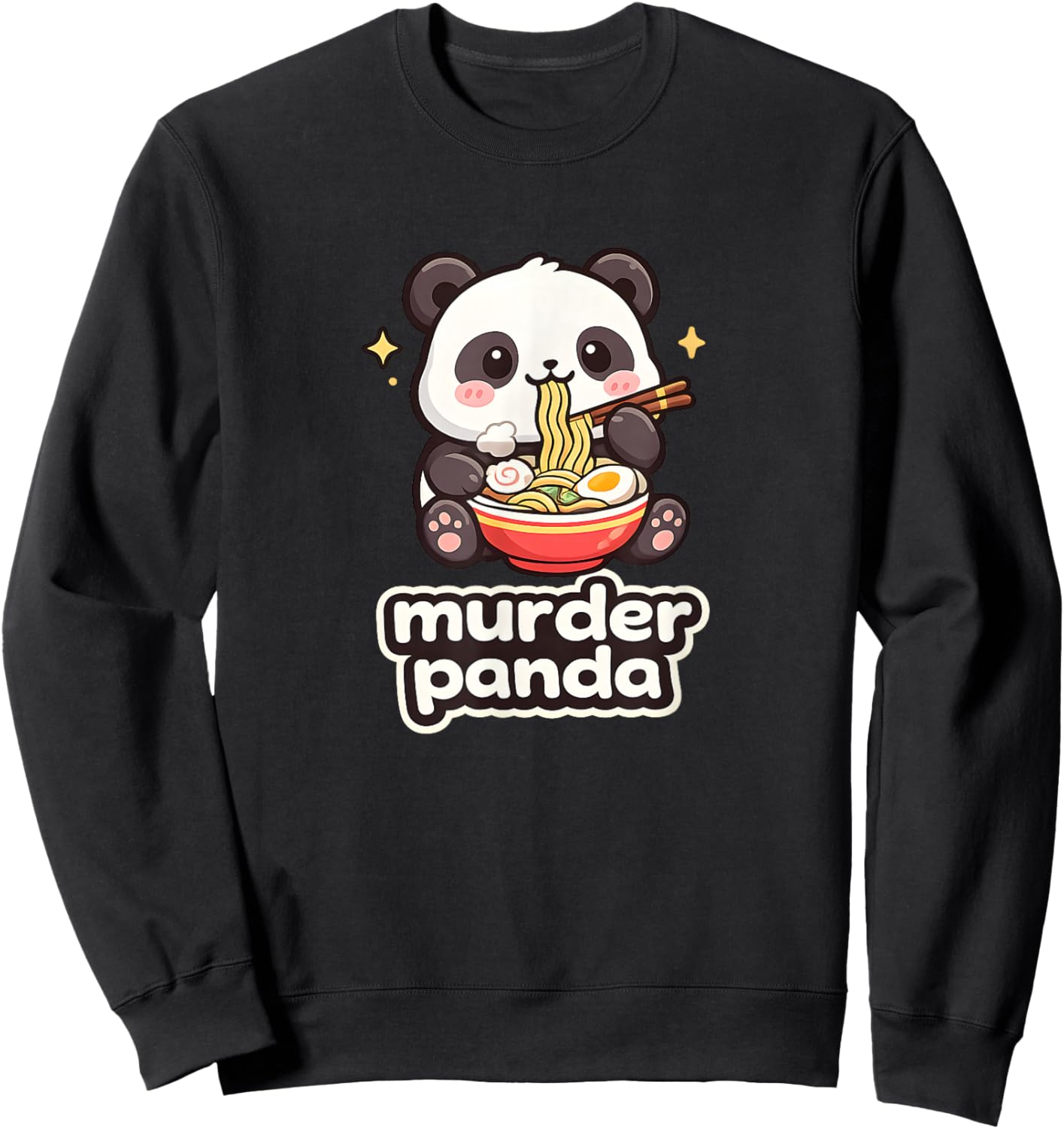Murder Panda Kawaii Ramen Noodle Funny Cute Sweatshirt - Sweatshirt | Black