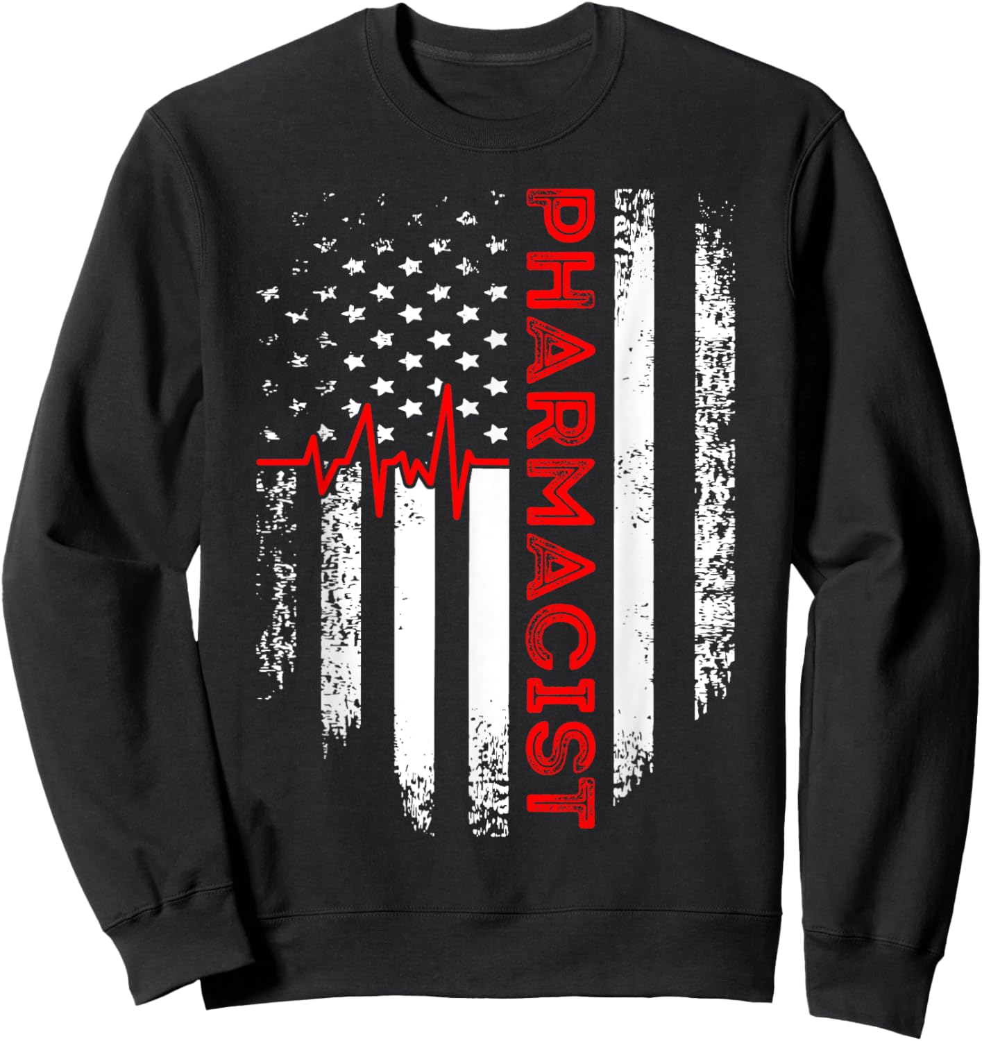 Pharmacist USA Flag Pharmacy Technician Student Sweatshirt - Sweatshirt | Black