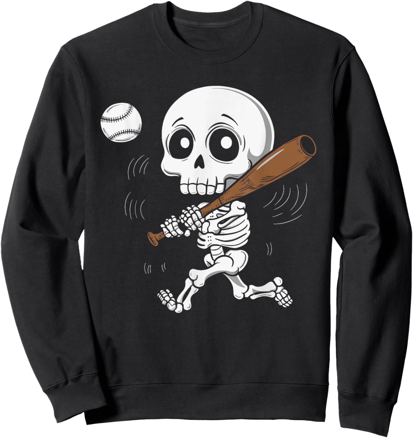 Skeleton Playing Baseball Sweatshirt - Sweatshirt | Black