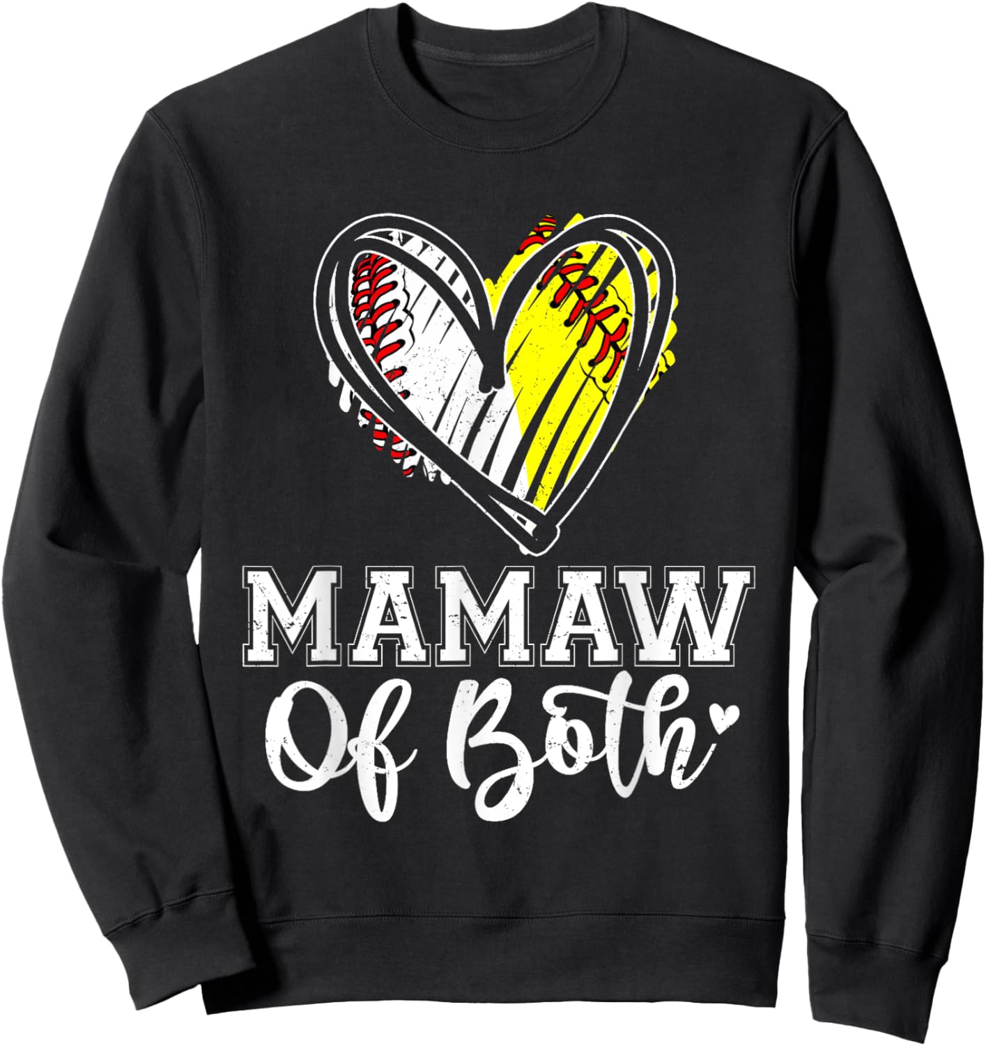 Mamaw Of Both Baseball Softball Mamaw Mothers Day Sweatshirt - Sweatshirt | Black