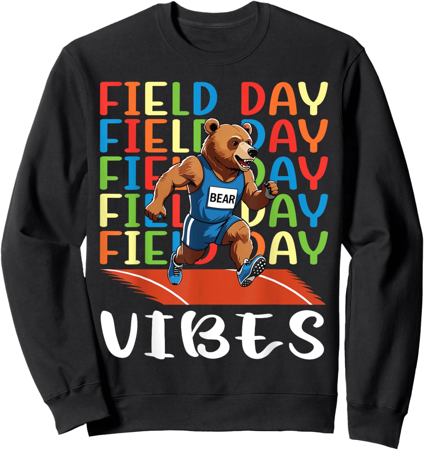 Field Day Field Day Field Day Vibes Running Bear Athlete Sweatshirt - Sweatshirt | Black