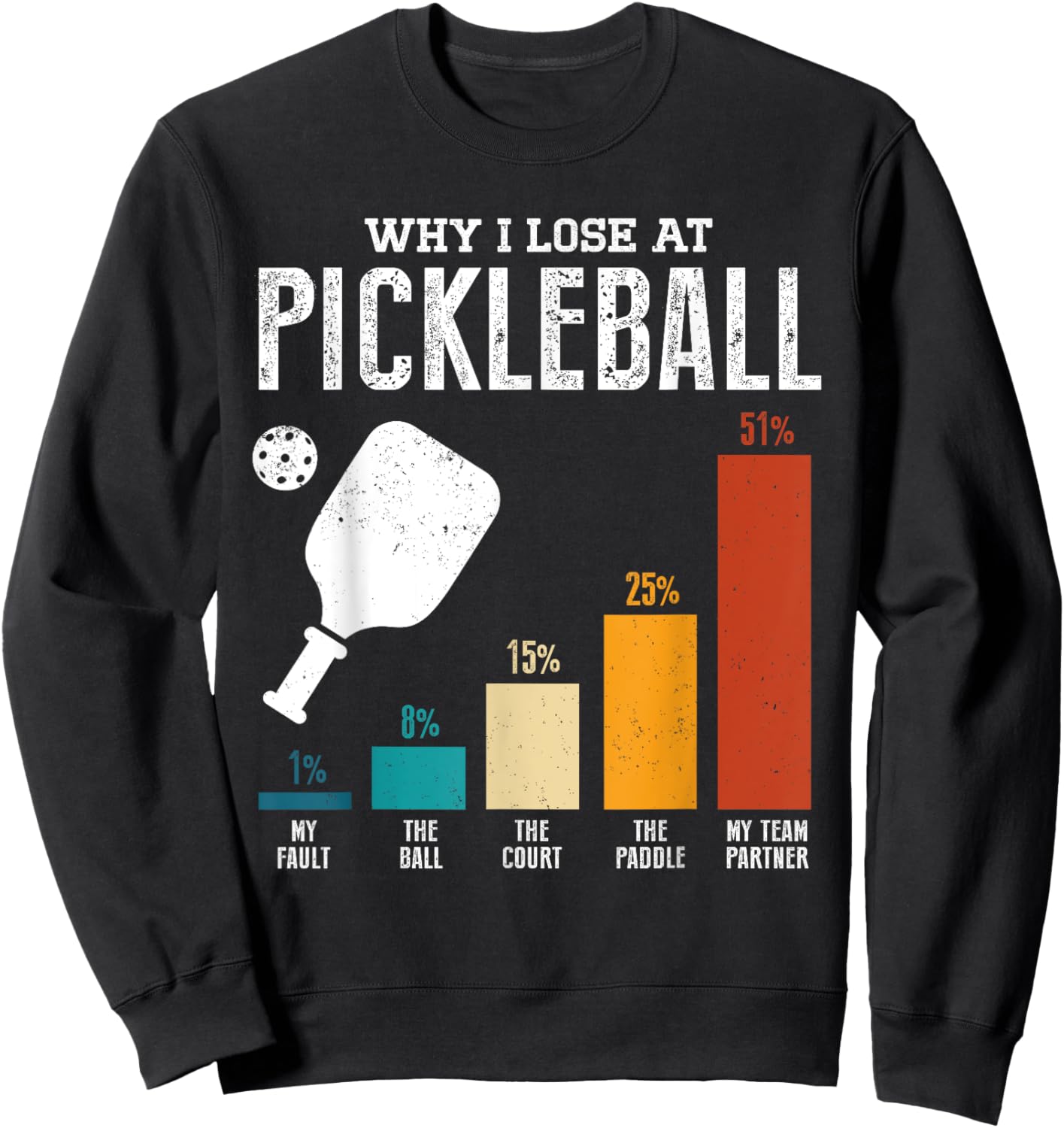 Why I Lose At Pickleball Funny Pickleball Player Retro Sweatshirt - Sweatshirt | Black