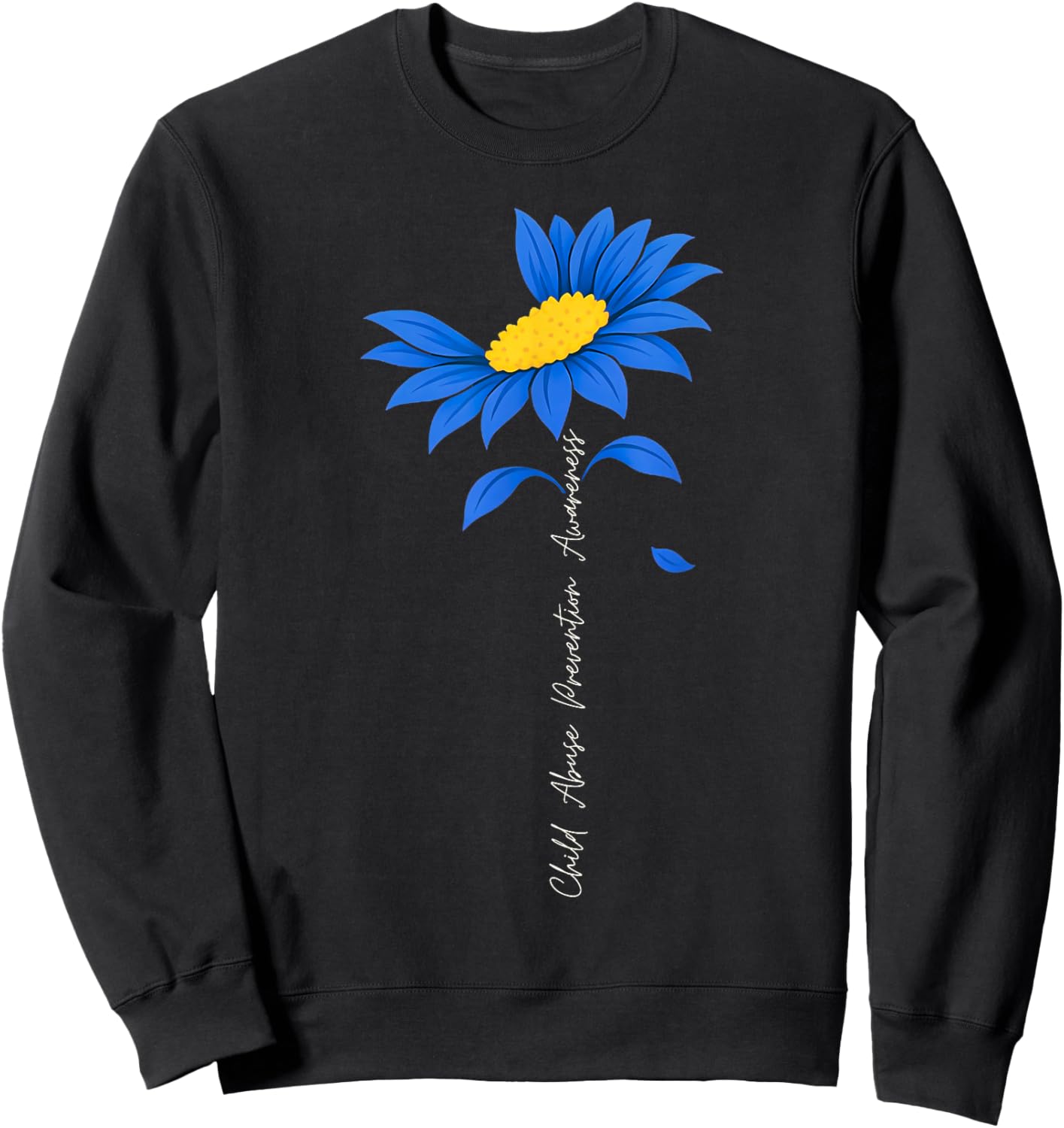 Child Abuse Prevention Child Abuse Awareness Sunflower Blue Sweatshirt - Sweatshirt | Black