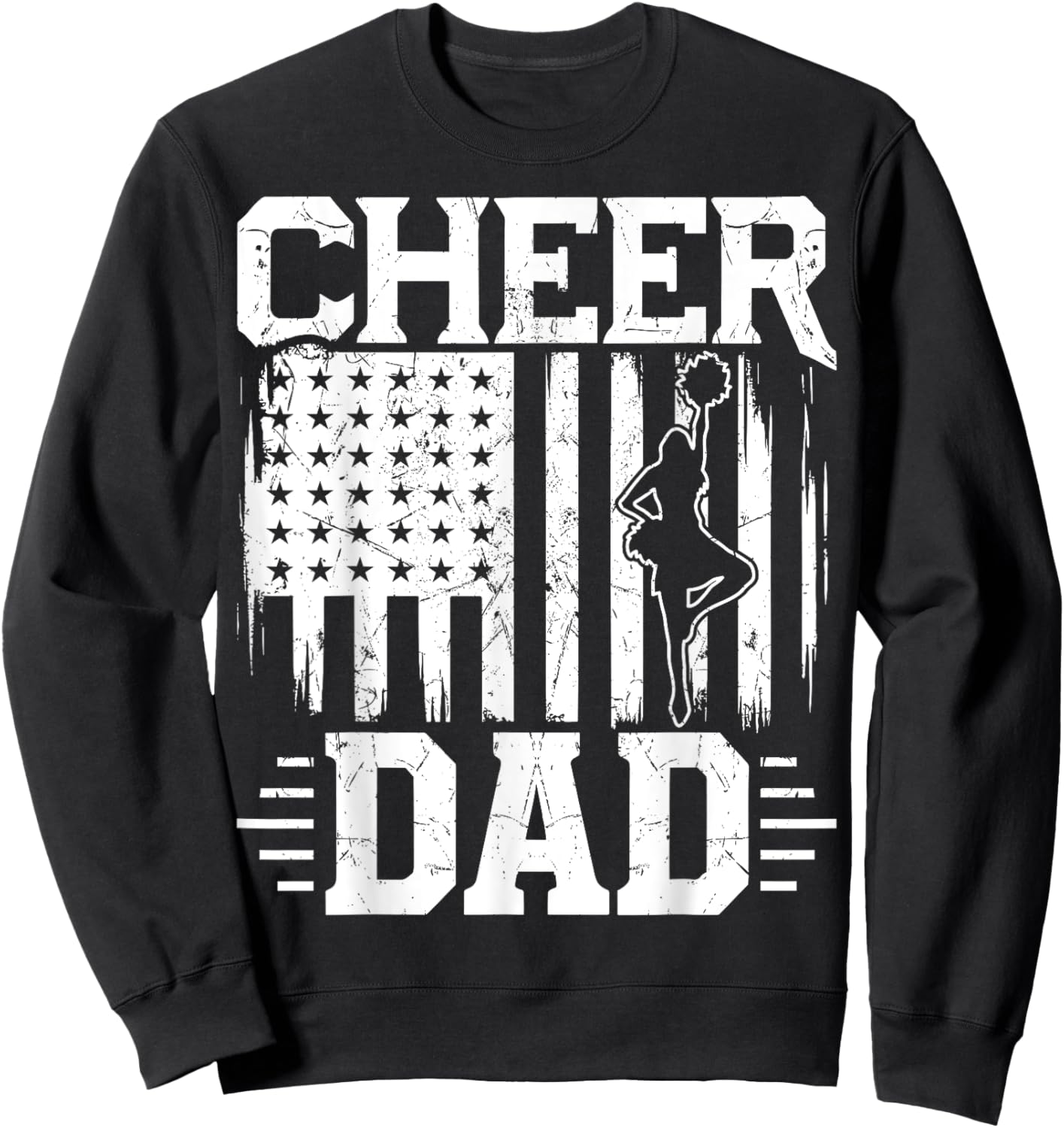 Cheer Dad - Cheerleading Dad USA Flag July 4th Cheerleader Sweatshirt - Sweatshirt | Black