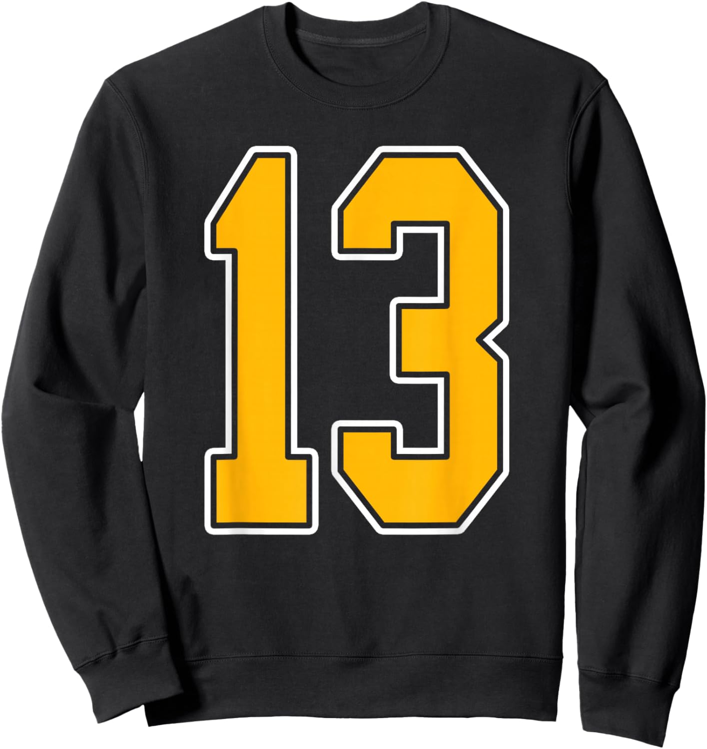 Gold and White Sports Number 13 Jersey Uniform Player Sweatshirt - Sweatshirt | Black