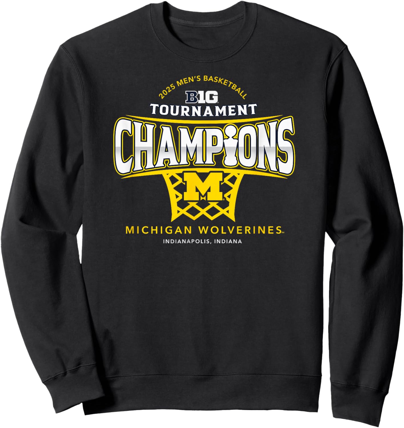 Michigan Wolverines Men's Basketball Big Ten Champs 2025 LR Sweatshirt - Sweatshirt | Black