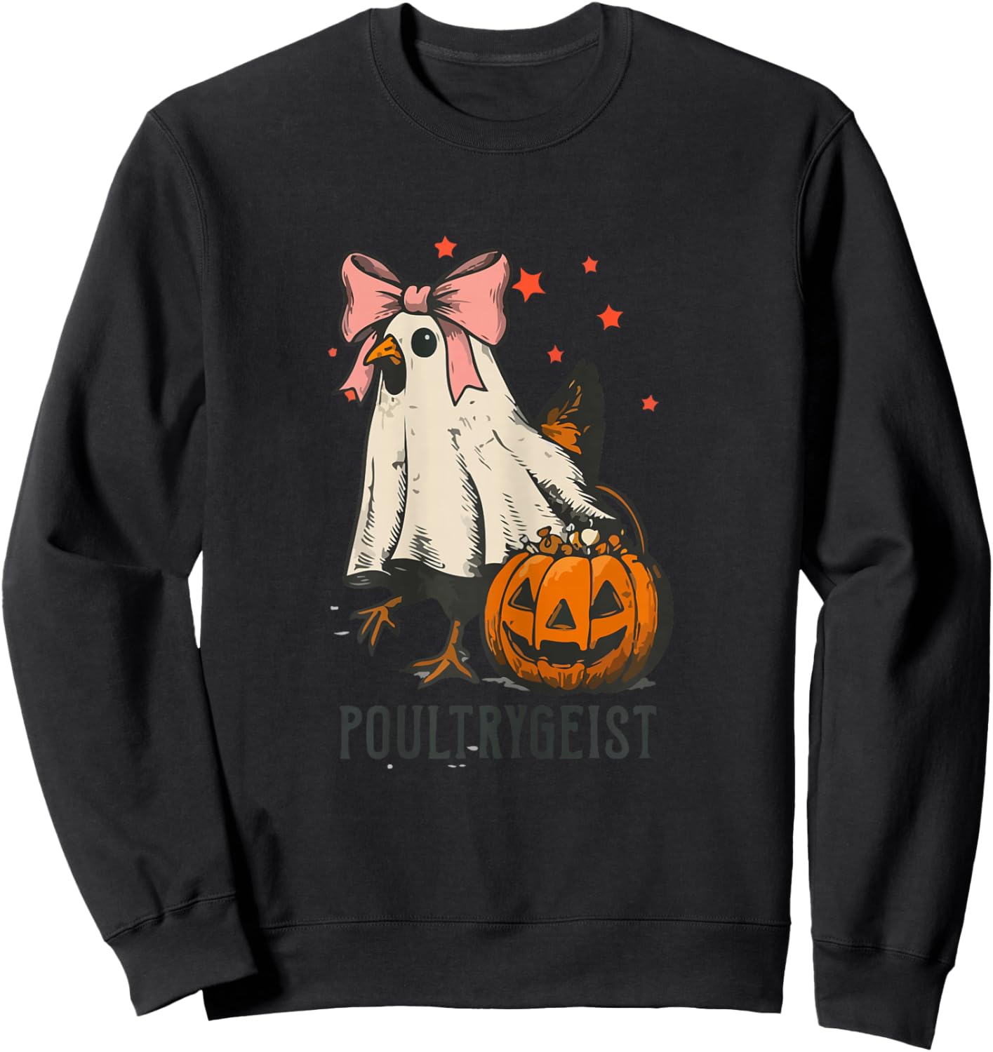 Poultrygeist Funny Chicken Ghost Halloween Spooky Season Sweatshirt - Sweatshirt | Black