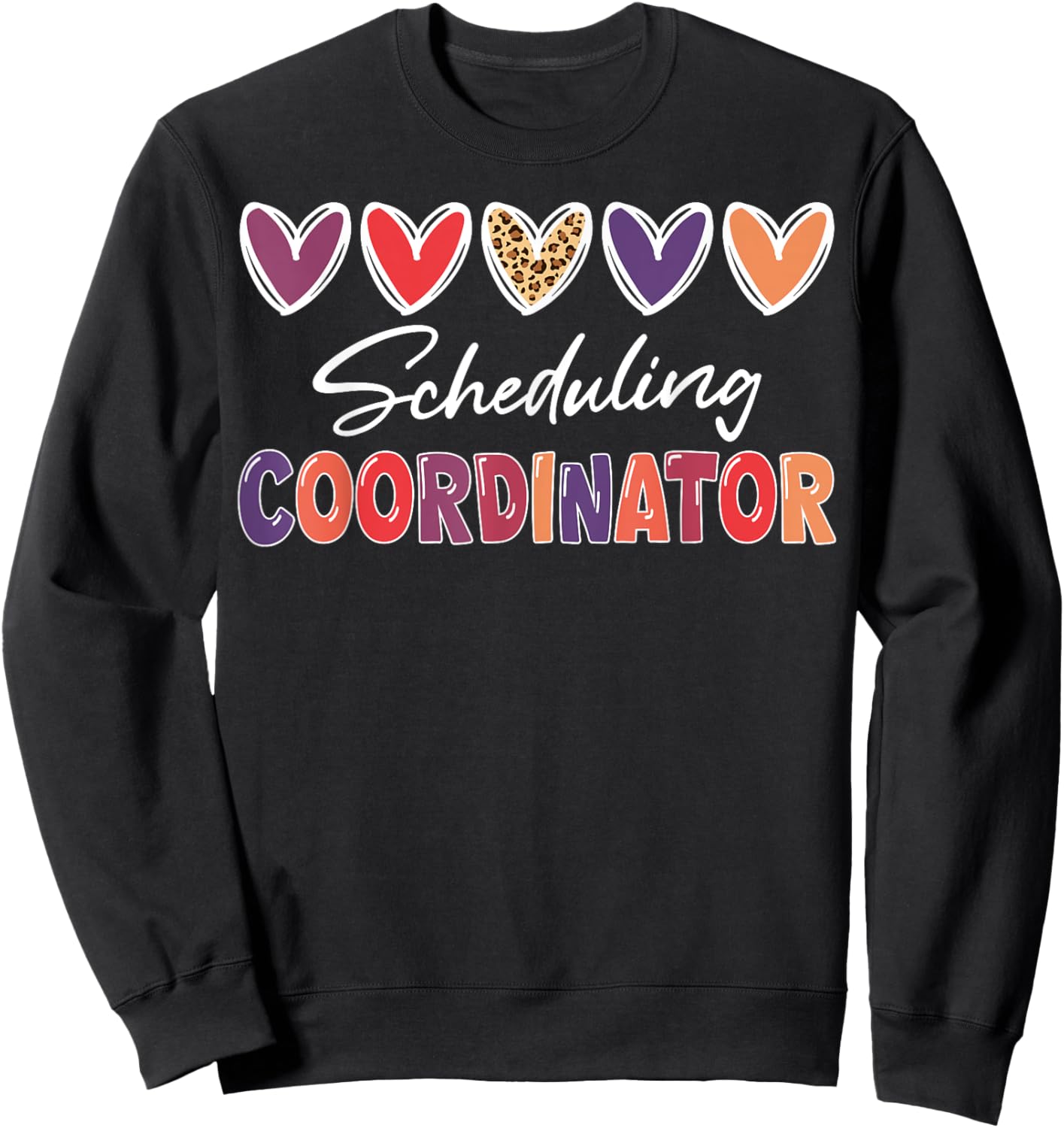 Scheduling Coordinator Heart Leopard Sweatshirt - Sweatshirt | Black
