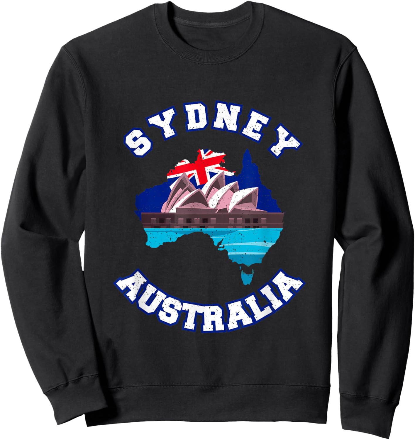 The Sydney Opera House And Australian Flag In Australian Map Sweatshirt - Sweatshirt | Black