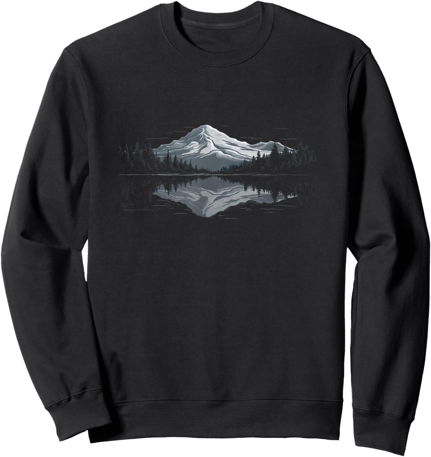 Mountain Wildlife Trees Outdoors Nature Forest Graphic Men Sweatshirt - Sweatshirt | Black