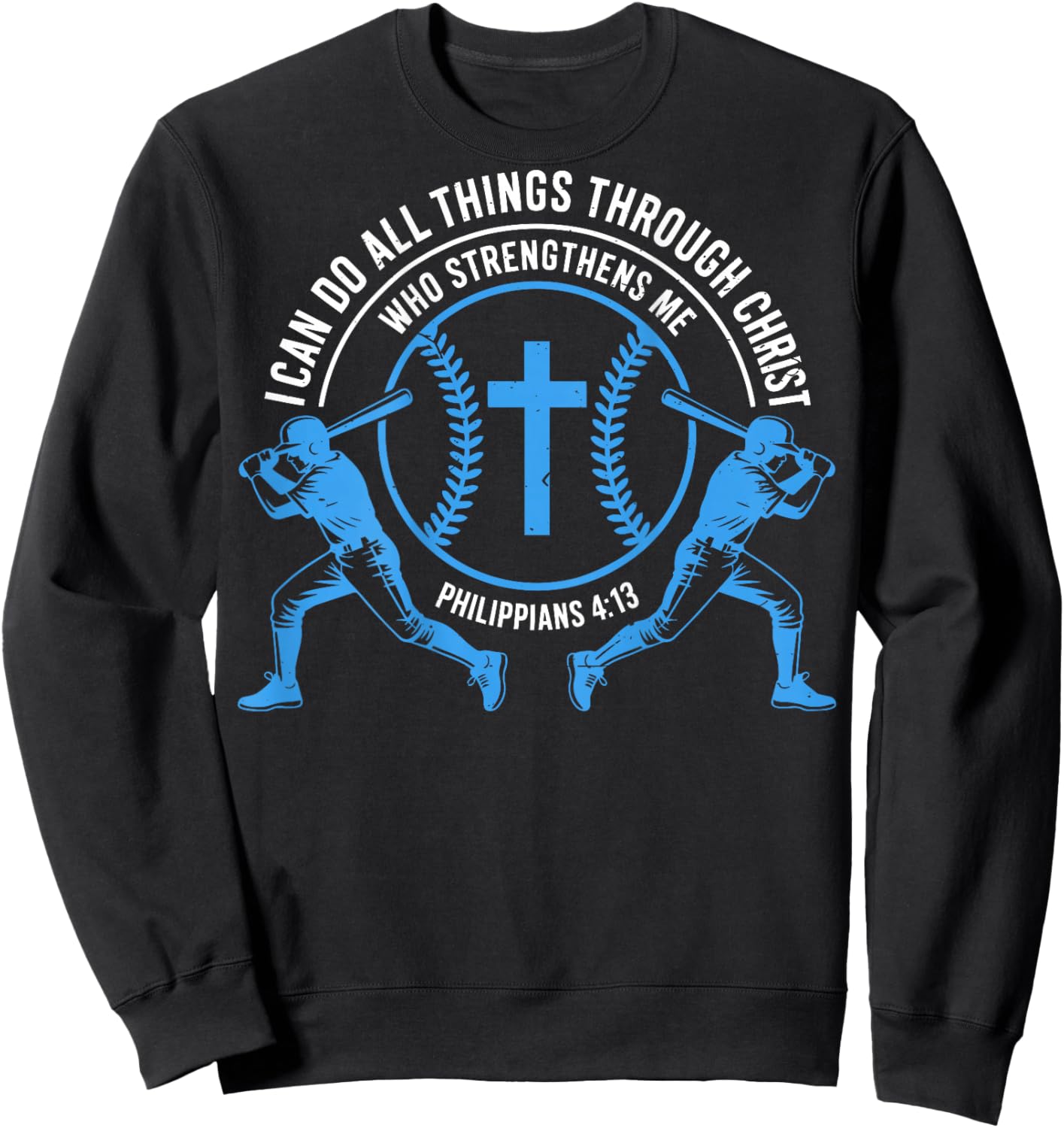Boys Baseball Christian-Shirt Softball I Can Do All Things Sweatshirt - Sweatshirt | Black