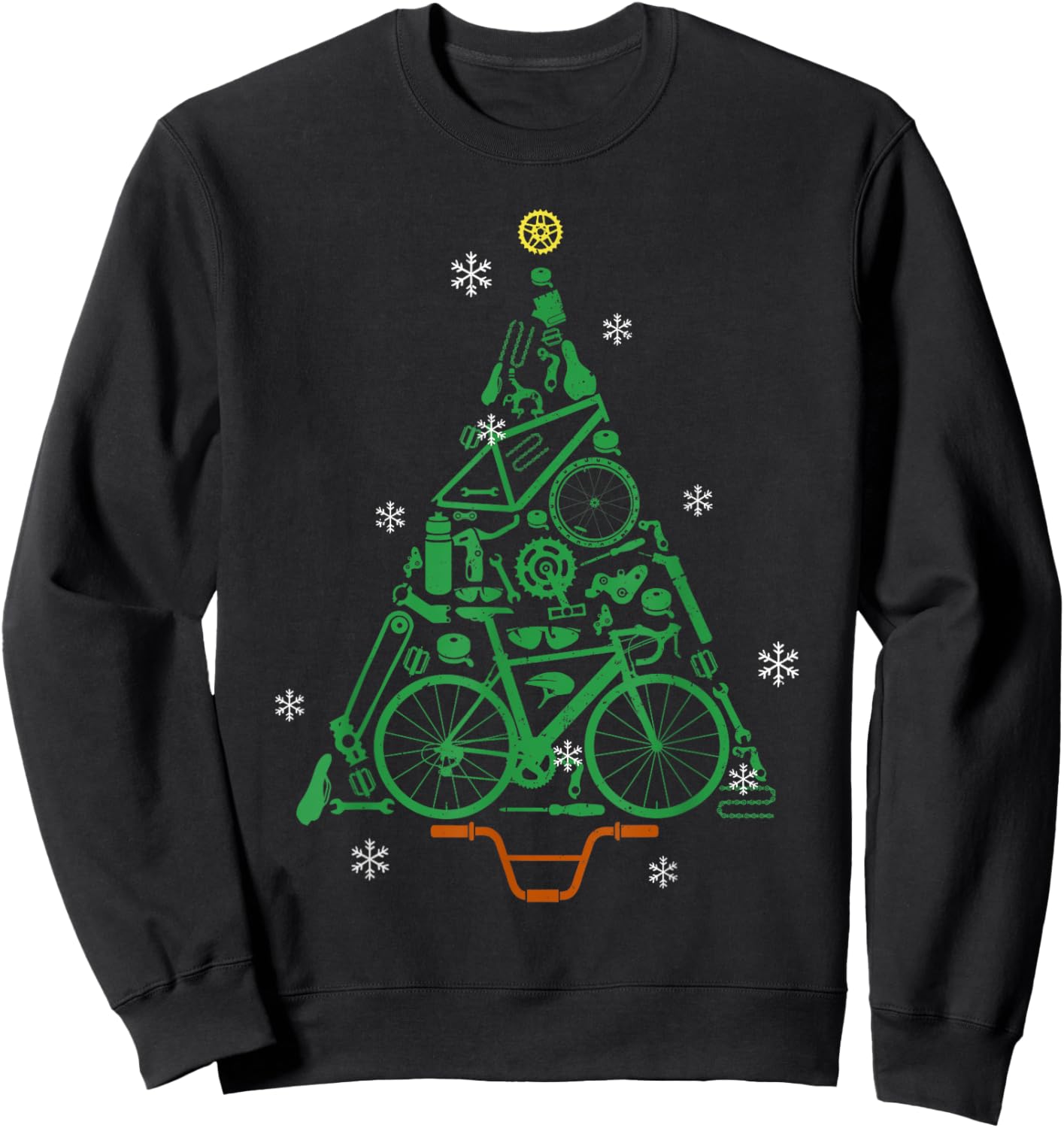 Road Bike Bicycle Funny Christmas Tree Cyclist Kids Adults Sweatshirt - Sweatshirt | Black