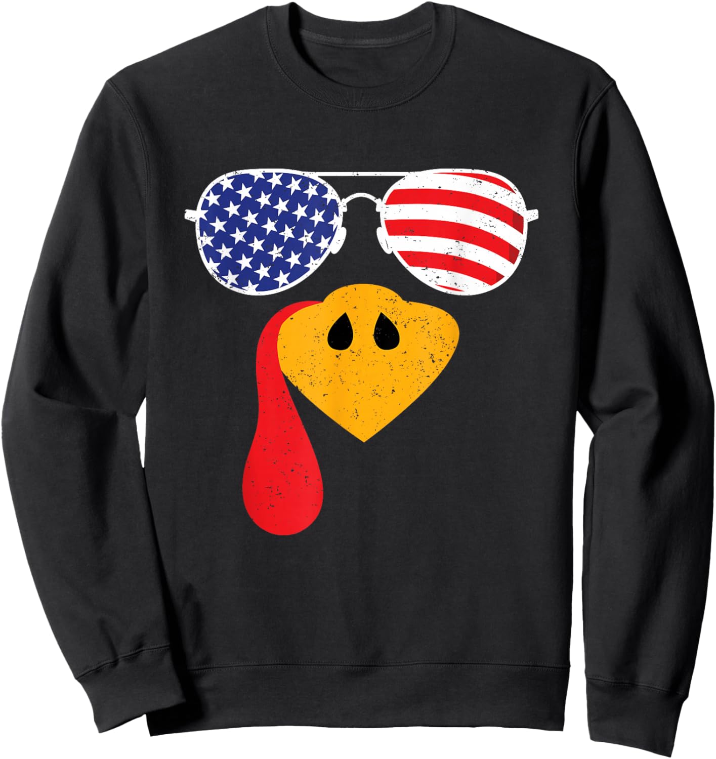 Turkey Face Flag Sunglasses Thanksgiving Family Outfits Sweatshirt - Sweatshirt | Black