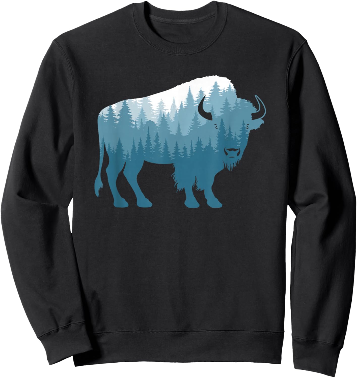 Bison Lover Buffalo Forest Men Women Sweatshirt - Sweatshirt | Black