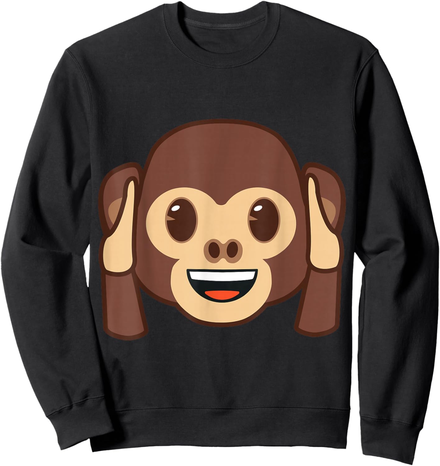 Official Emoji Monkey Holding Ears Yellow Smile Face Sweatshirt - Sweatshirt | Black