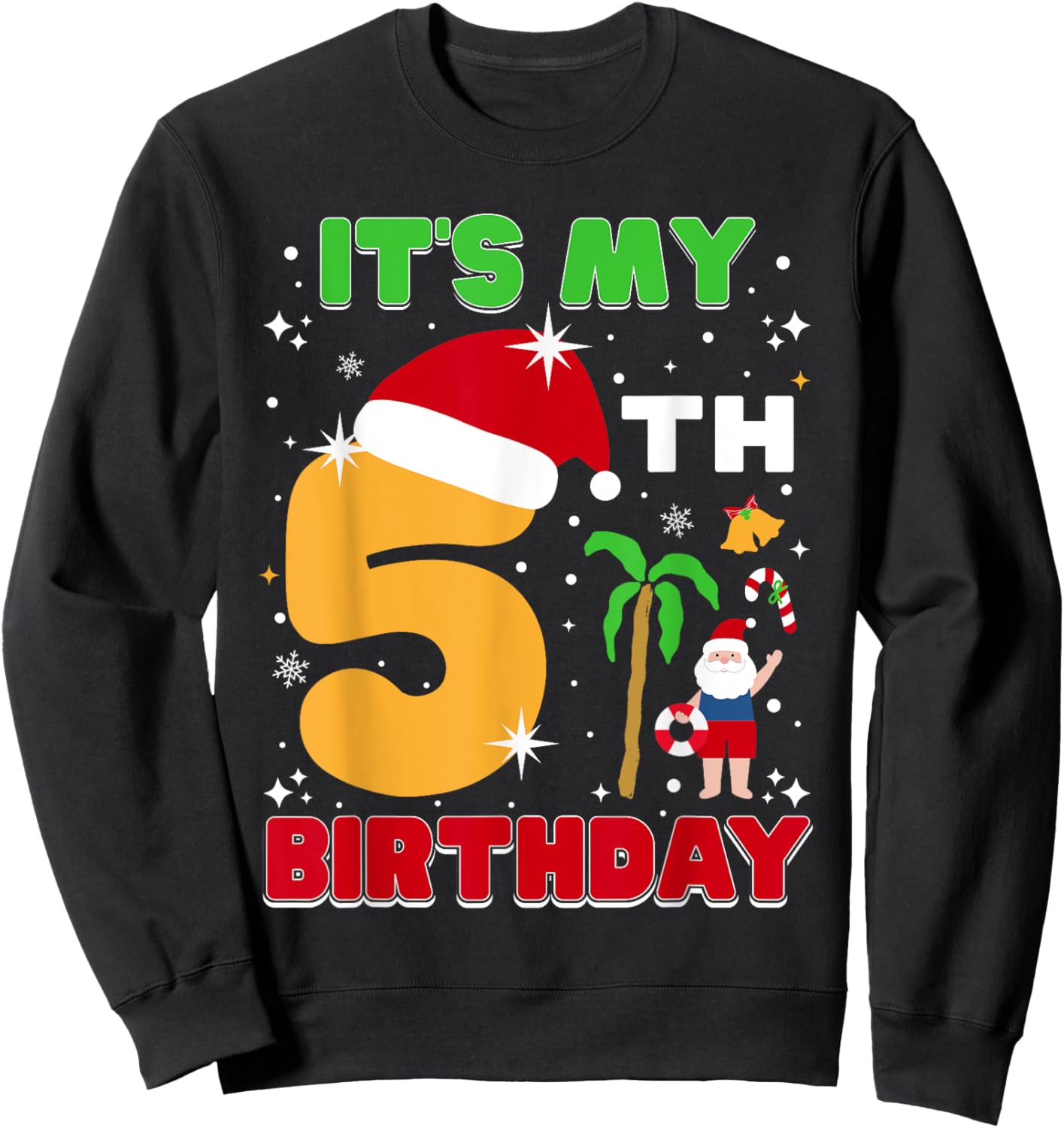 It's My 5th Birthday Summer Xmas 5 Years Old Kids Girls Boys Sweatshirt - Sweatshirt | Black