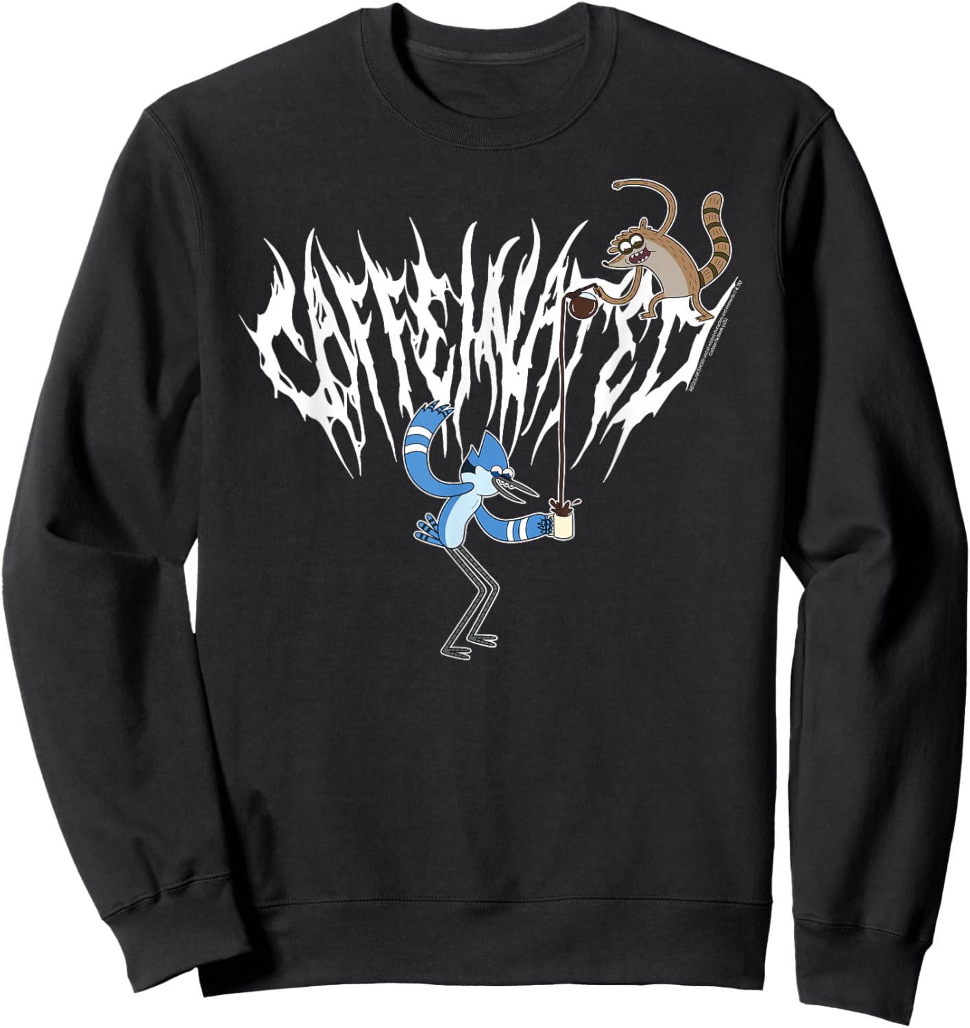 Regular Show Metal Caffeinated by Coffee Funny Cartoon Sweatshirt - Sweatshirt | Black